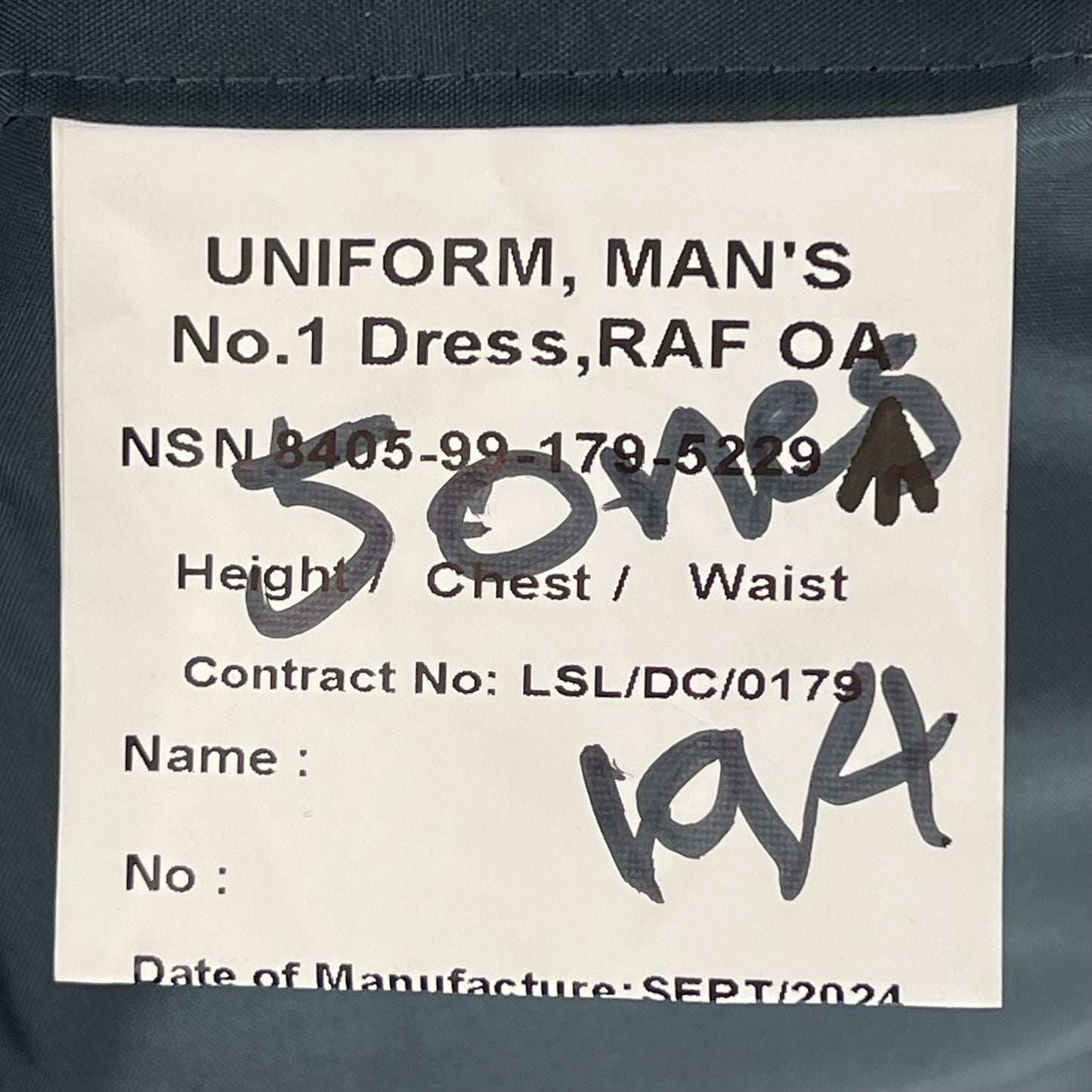 British Royal Air Force No. 1 Dress Jacket w/ Belt - Medium 96R