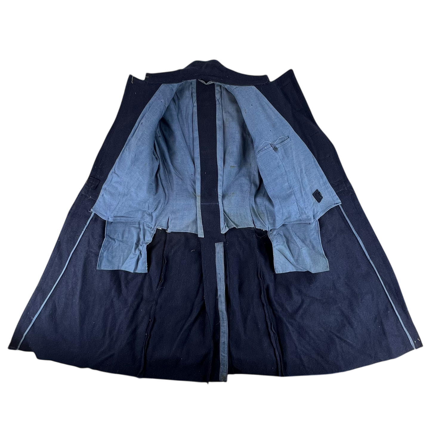 Romanian People's Navy 80's Blue Wool Greatcoat - Small