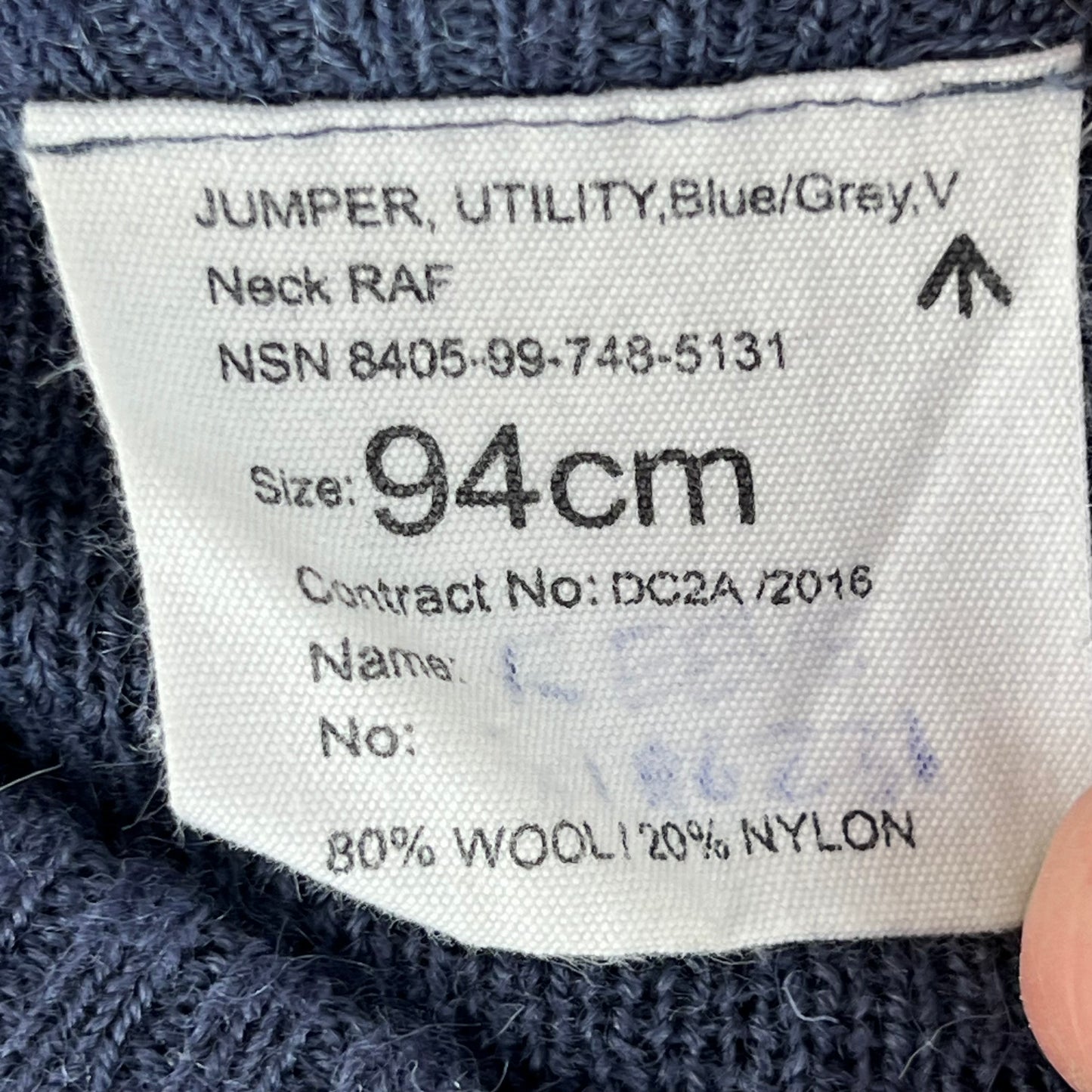 British RAF Wool V Neck Pullover Jersey Jumper - Medium 94cm