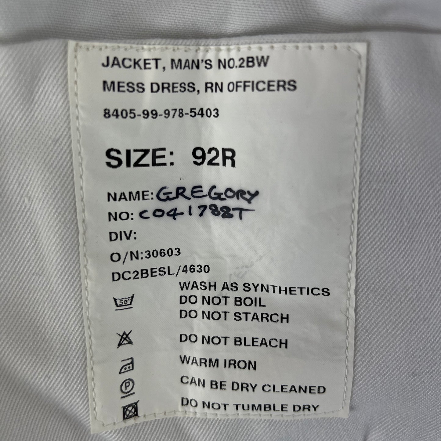 British Royal Navy Tropical No. 2BW Mess Dress Jacket - Medium 92R