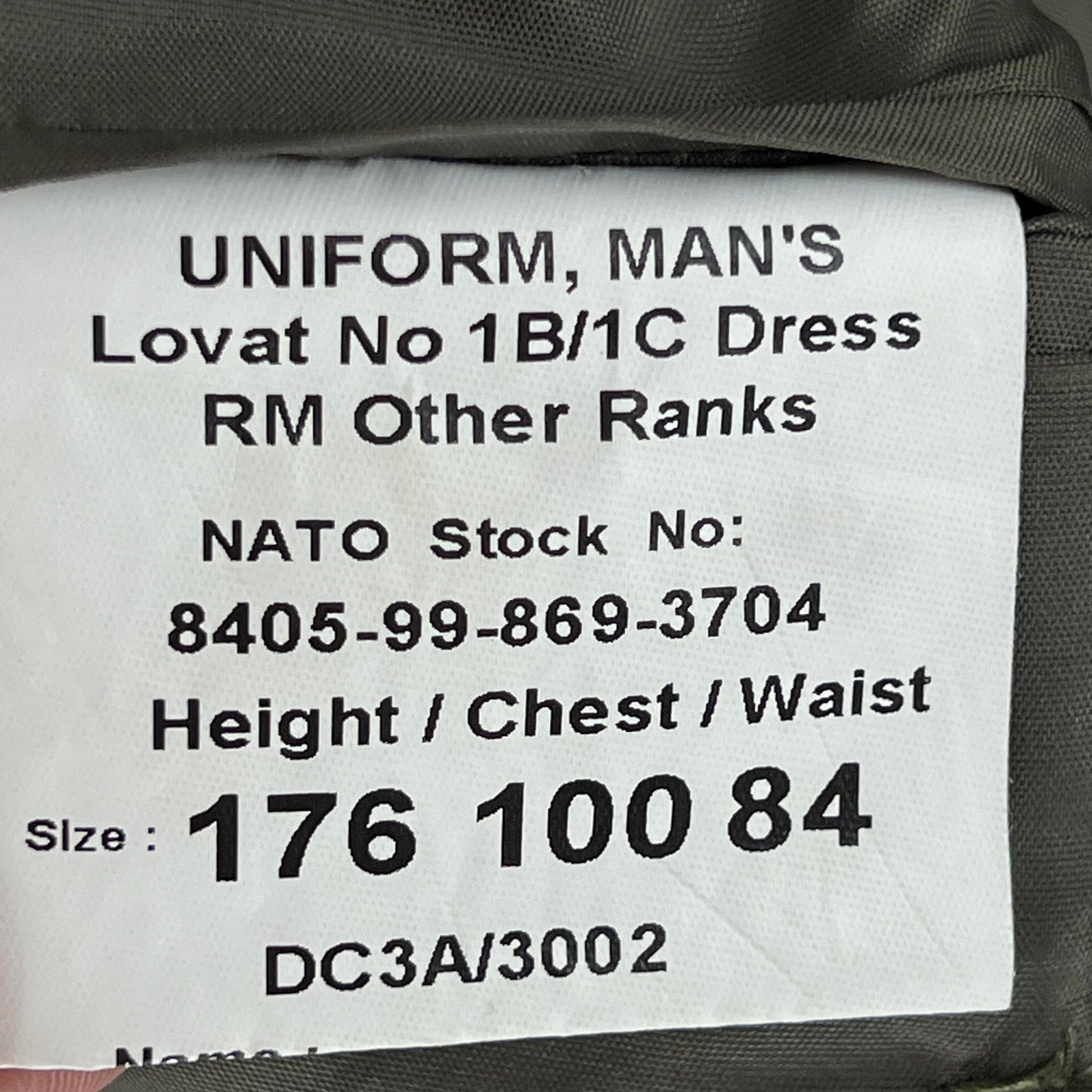 British Royal Navy Royal Marines Lovat No. 1B / 1C Dress Jacket - Medium 176/100