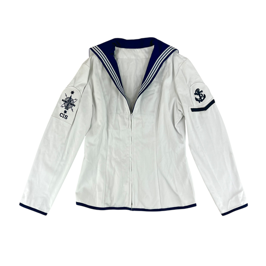 British Royal Navy Women's Class II White Jumper Sailor's Top - Small 170/88
