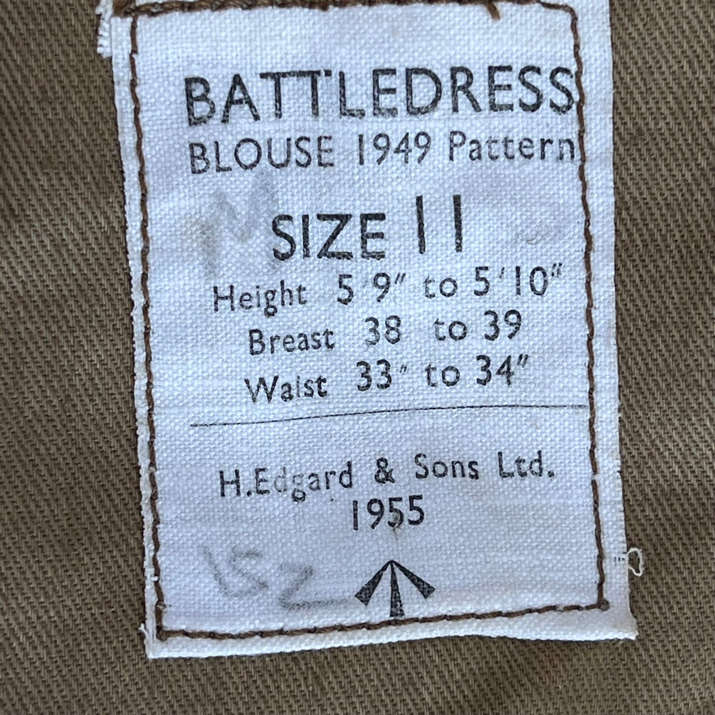 British Army 50s Khaki Ike 1949 Pattern Battle Dress Jacket - Medium SIZE 11