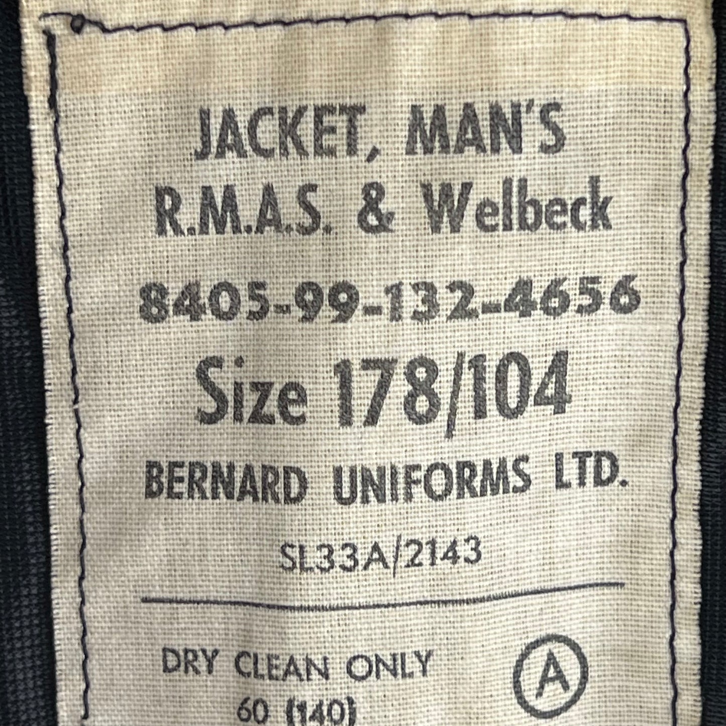British Royal Navy RMAS & Welbeck Black Blazer - Large 178/104