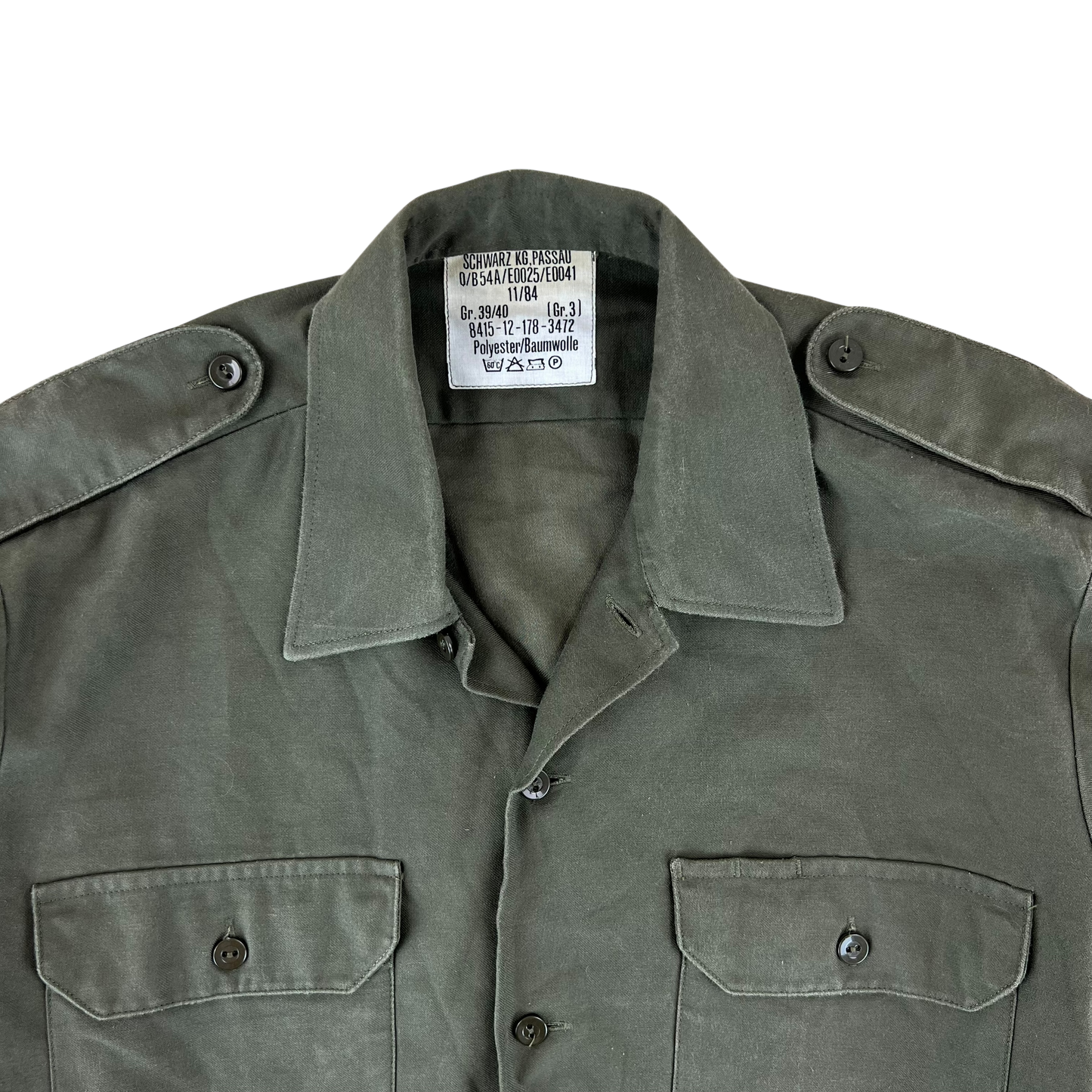 German Army Olive Green Long Sleeve Field Shirt - Medium GrNr3