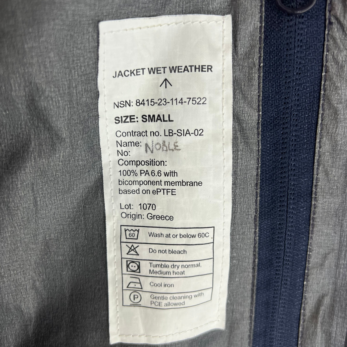 British Royal Navy Wet Weather Siamidis Goretex Jacket - Small