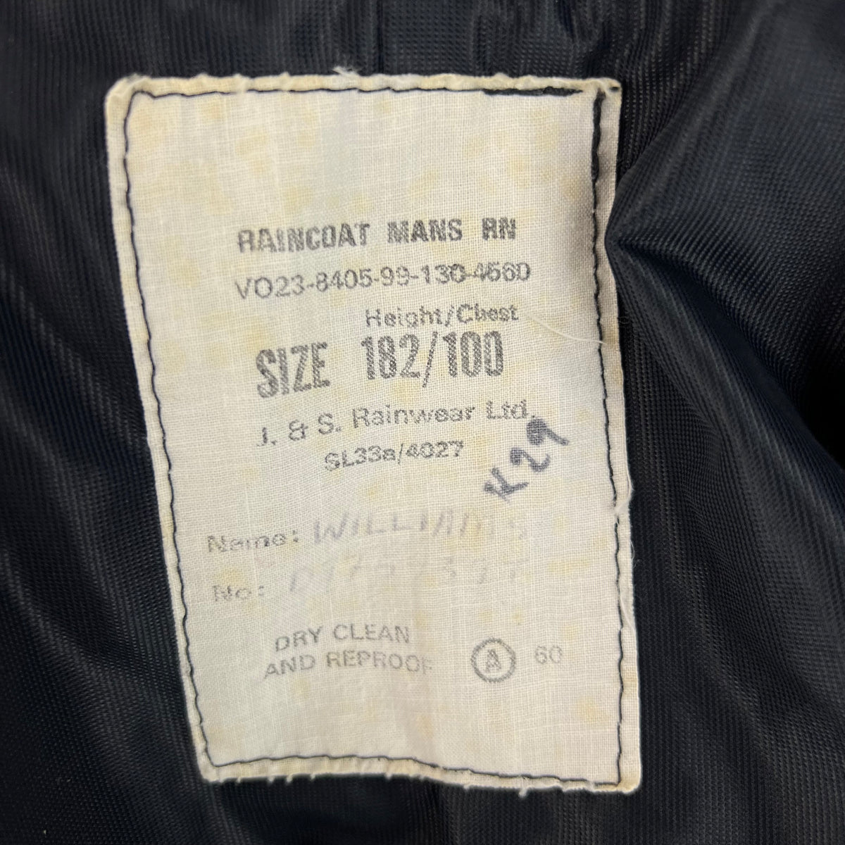 British Royal Navy Raincoat Mac Coat - Medium 182/100