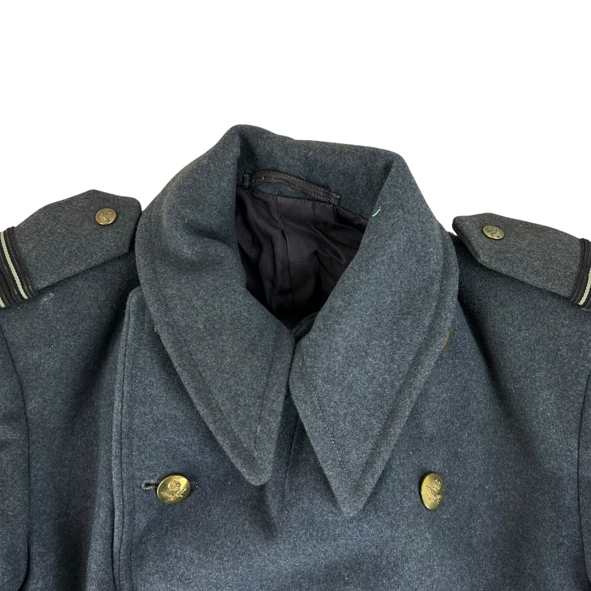 British RAF WW2 40's Officer's Blue Grey Wool Greatcoat w/ Belt - Medium Size 6