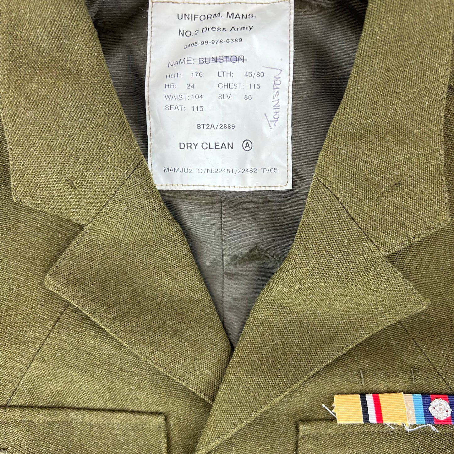 British Army 1980 Pattern No. 2 Olive Green Dress Jacket - RLC - Large 176/115