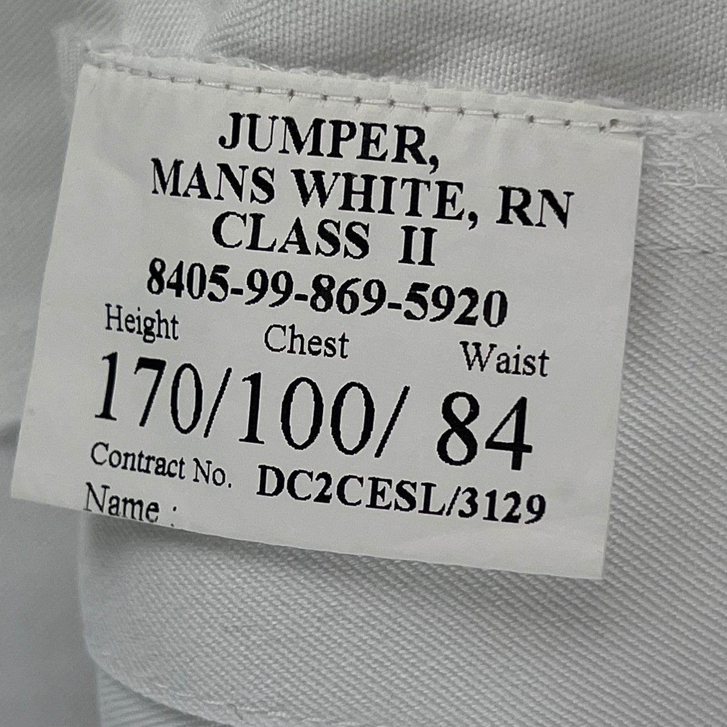 British Royal Navy Class II White Jumper Sailor's Top - Medium 170/100