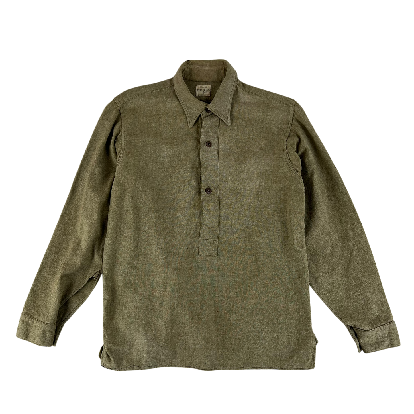 British Army WW2 Khaki Collared Wool Shirt - Medium SIZE 4