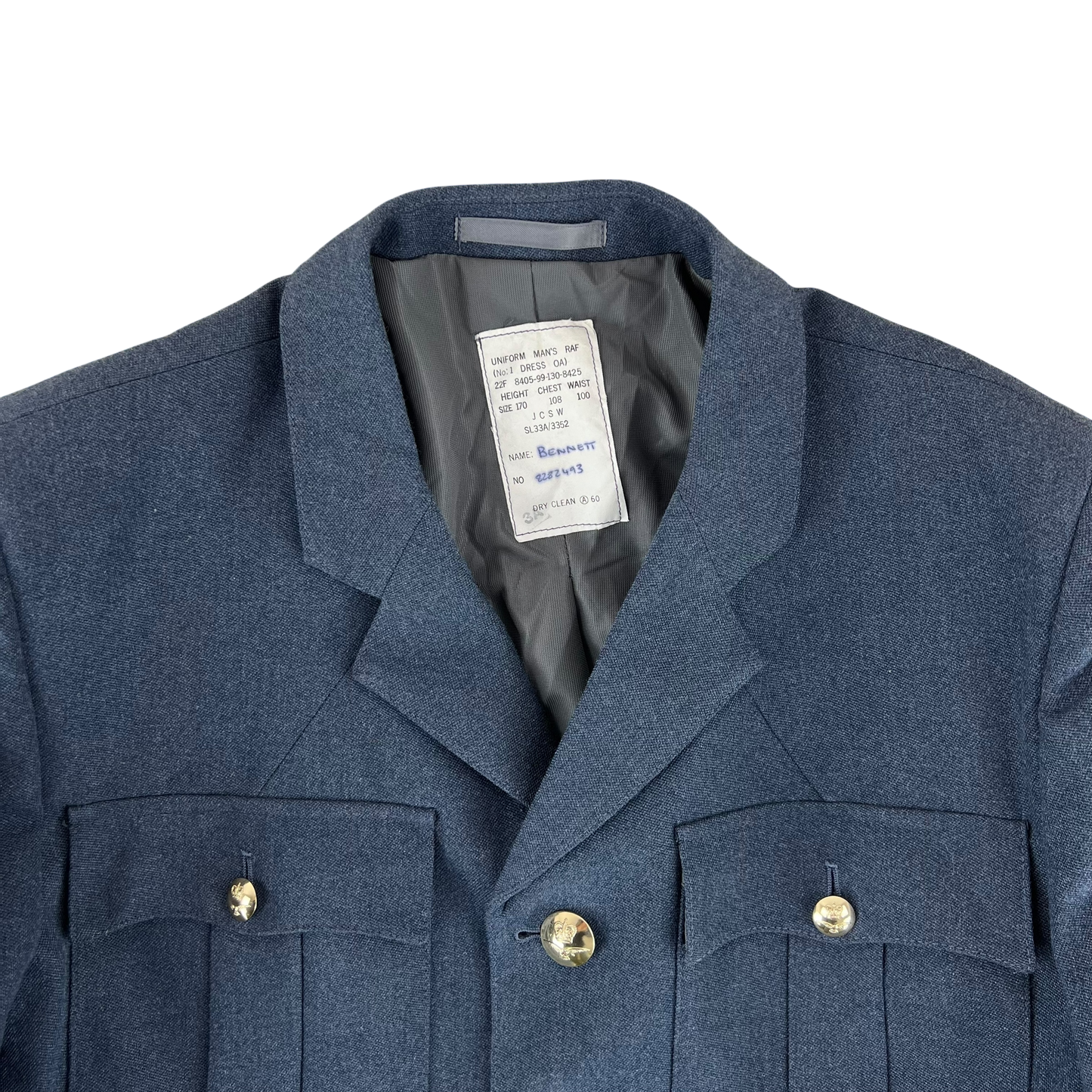 British Royal Air Force No. 1 O.A. Dress Jacket w/ Belt - Large 170/108