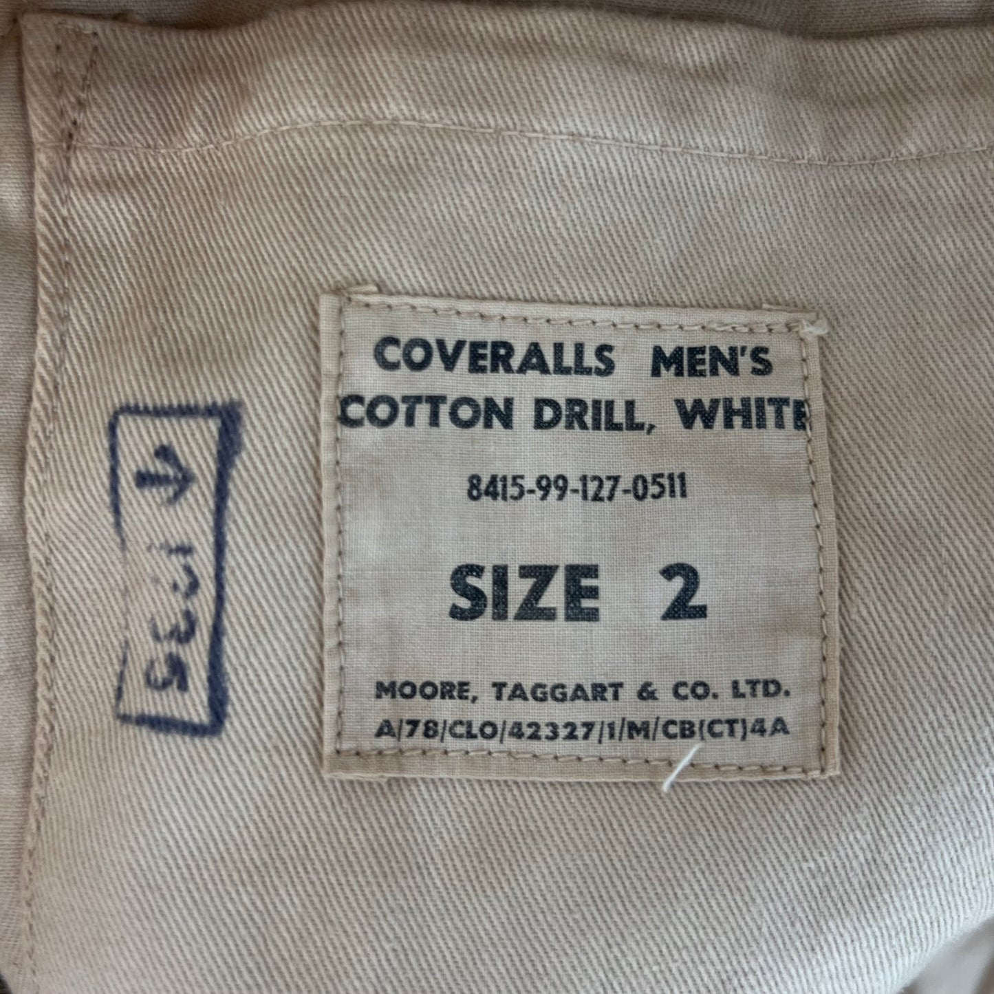 British Army 60s "White" Cotton Drill Coveralls - Medium SIZE 2