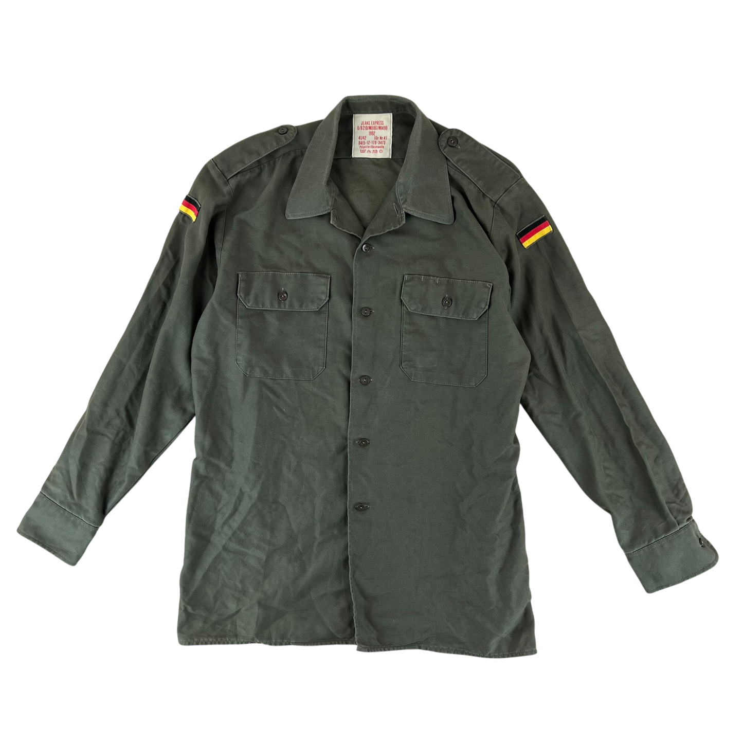 German Army Olive Green Long Sleeve Field Shirt - Large GrNr4