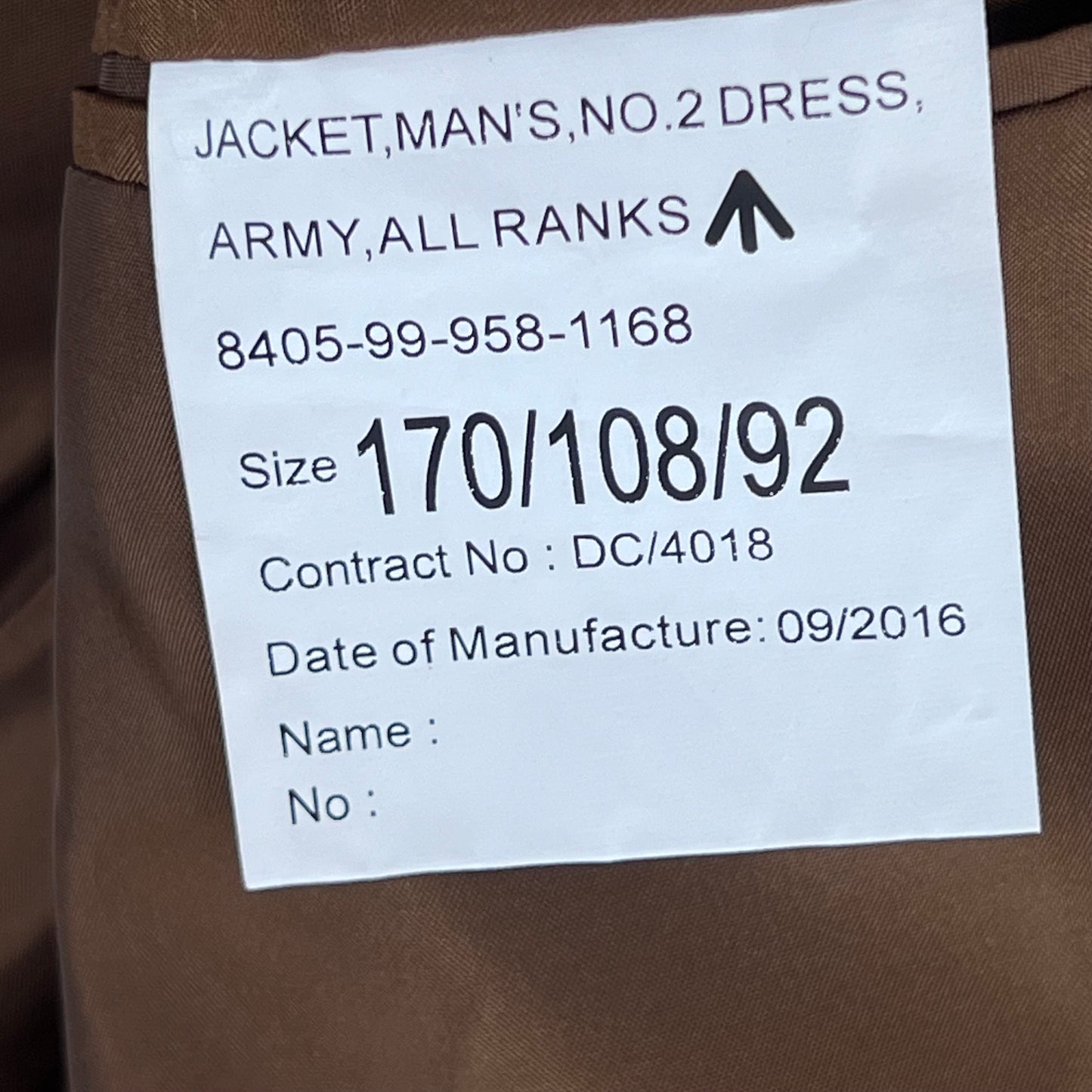 British Army No.2 FAD Dress Jacket - Royal Artillery Regiment - Large 170/108