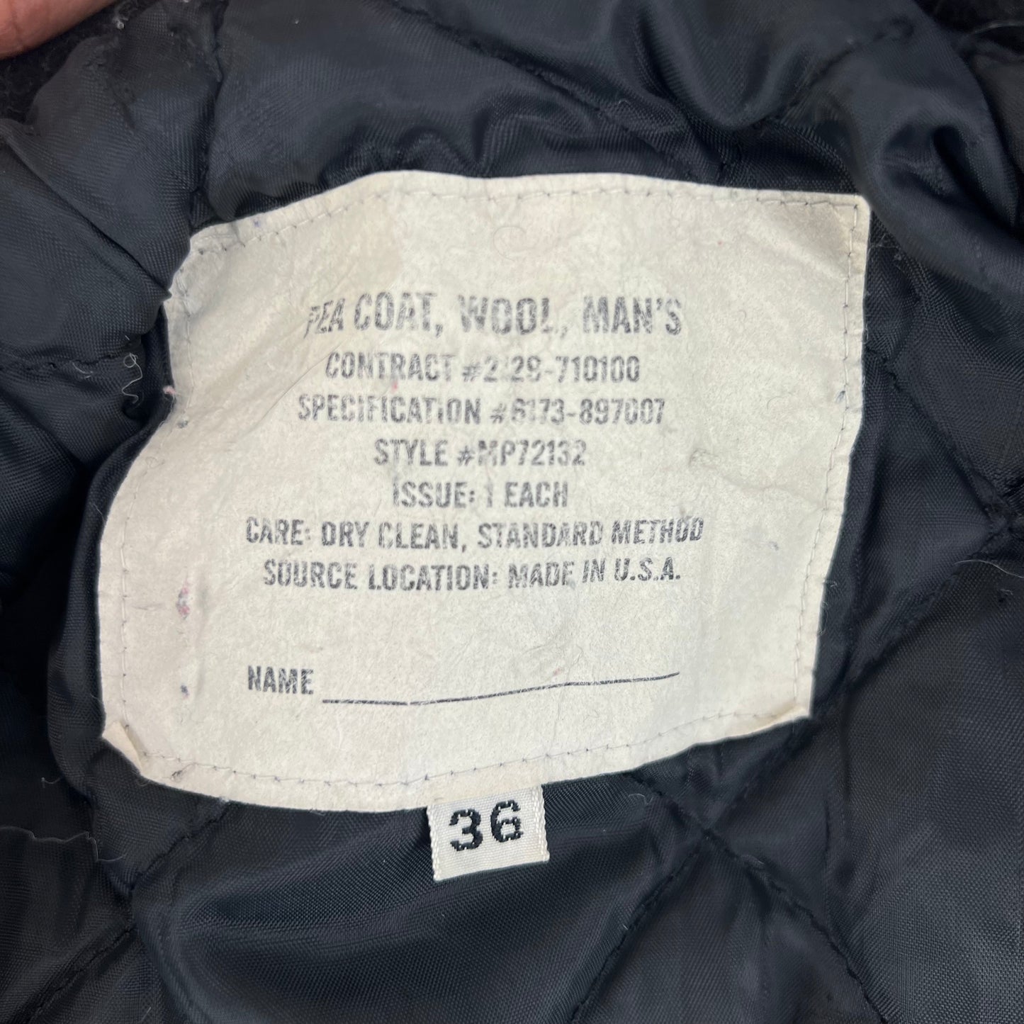 US Navy 70s Black Wool Peacoat - Medium