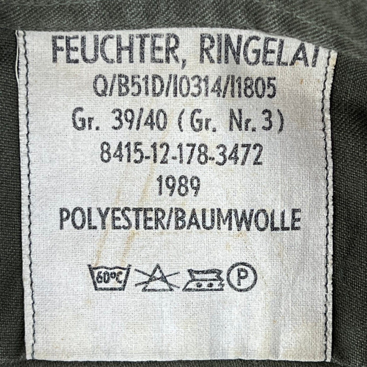 German Army Olive Green Long Sleeve Field Shirt - Medium GrNr 3