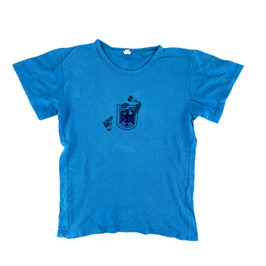 West German Army 70s Blue Training T Shirt - Small