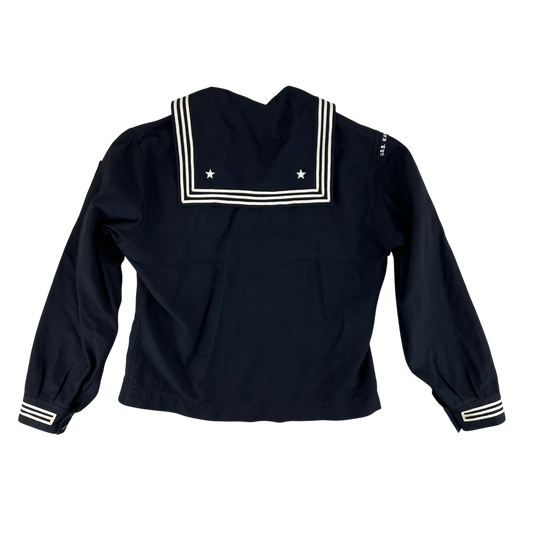 US Navy 80s Sailor's Black Blue Crackerjack Jumper Top - Large