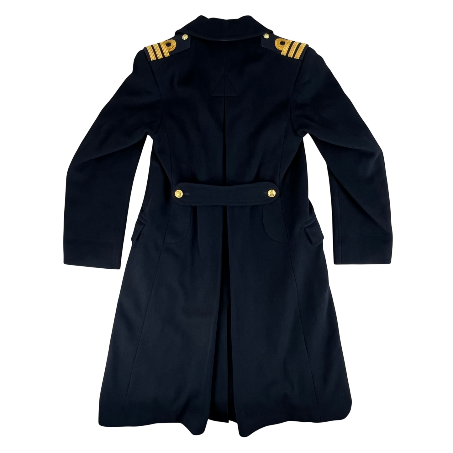 British Royal Navy WW2 40s Black Wool Greatcoat - Medium