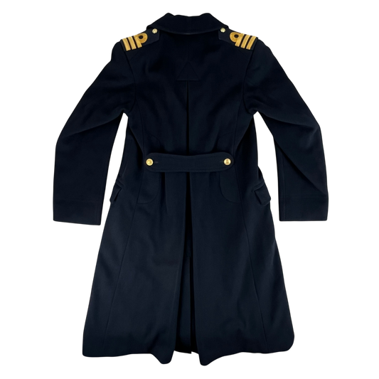 British Royal Navy WW2 40s Black Wool Greatcoat - Medium