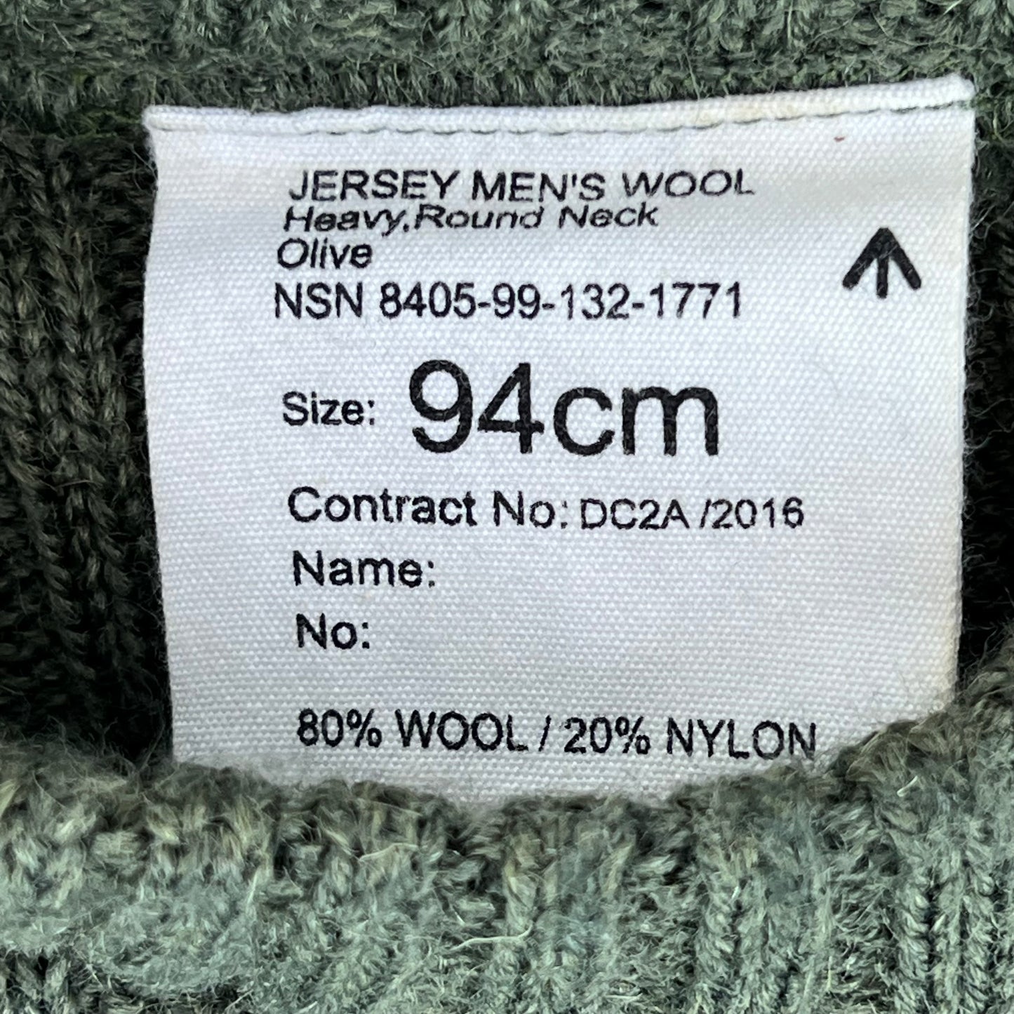 British Army Olive OG Utility Jersey Pullover Jumper - Medium 94cm