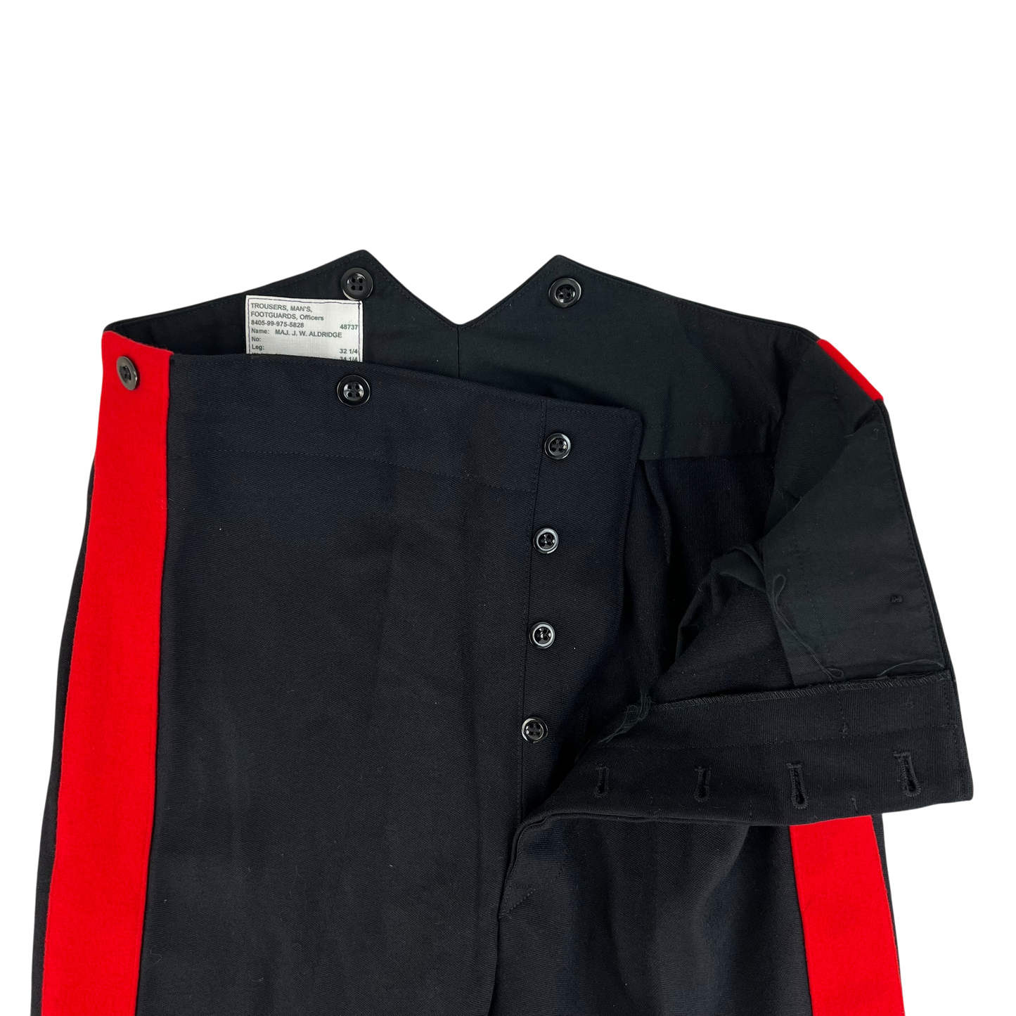 British Army Footguards Officers' Black Red Stripe Trousers - W32 L32