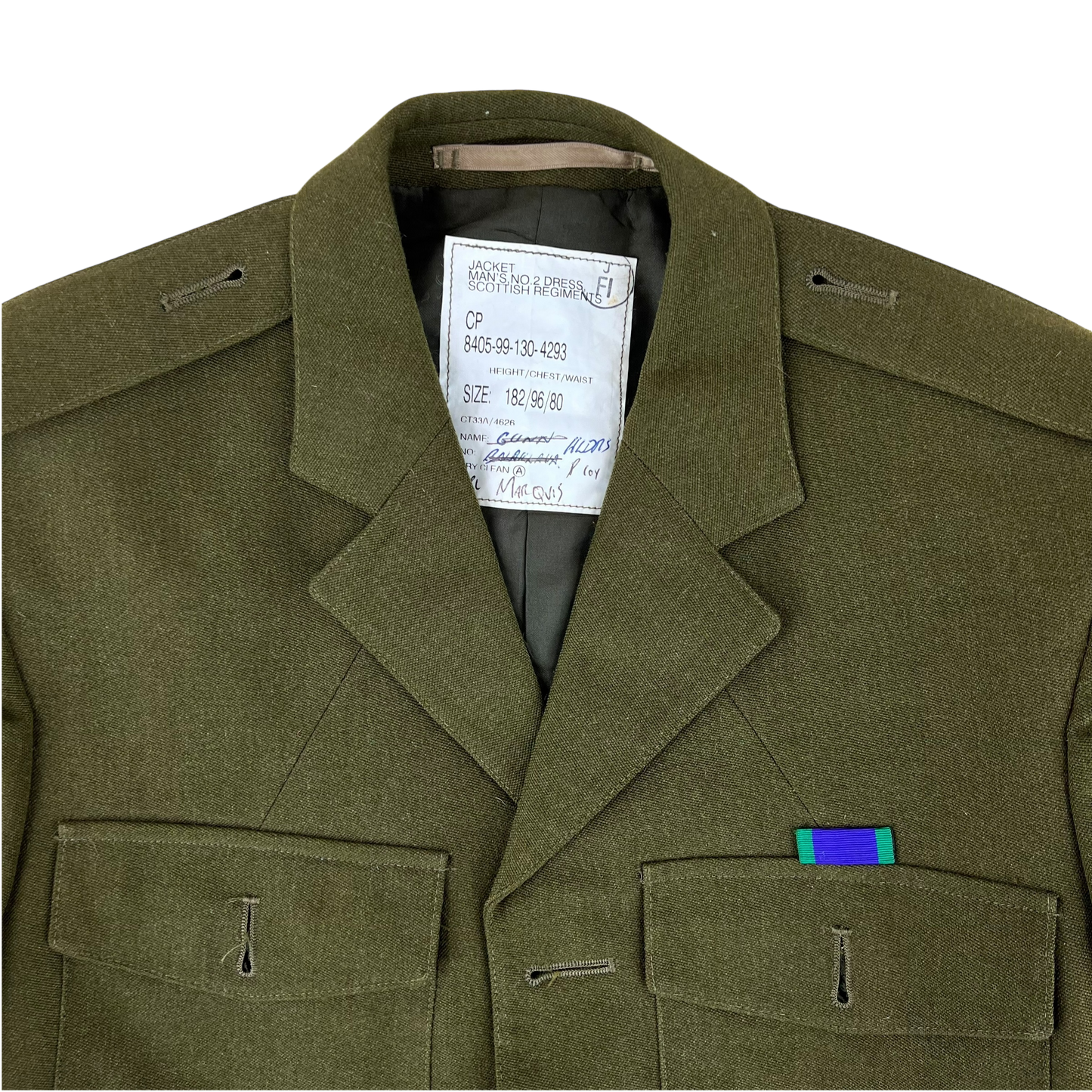 British Army Old Pattern Scottish No. 2 Khaki Green Dress Jacket - Medium 182/96