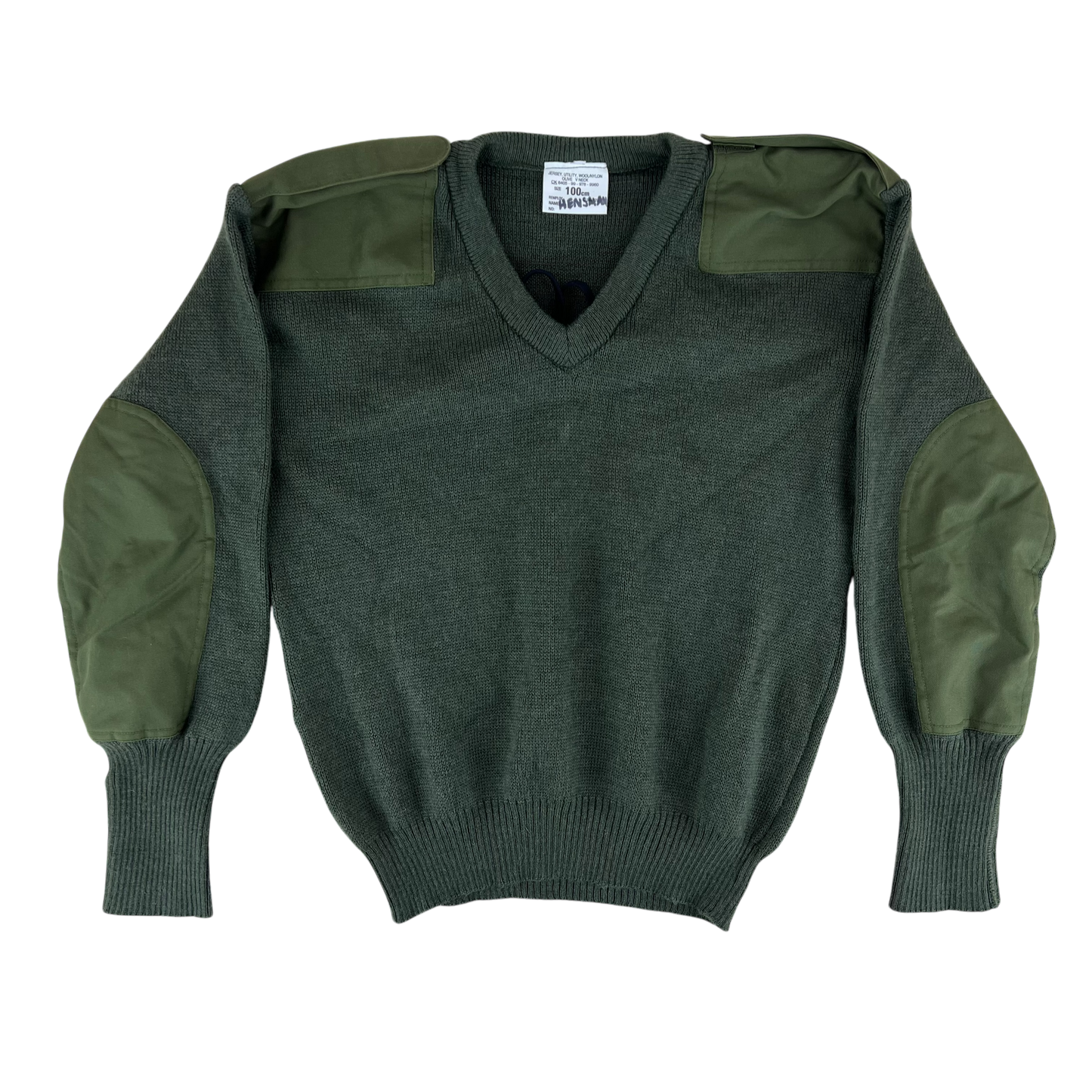 British Army Olive V Neck Pullover Jumper - Medium 100cm