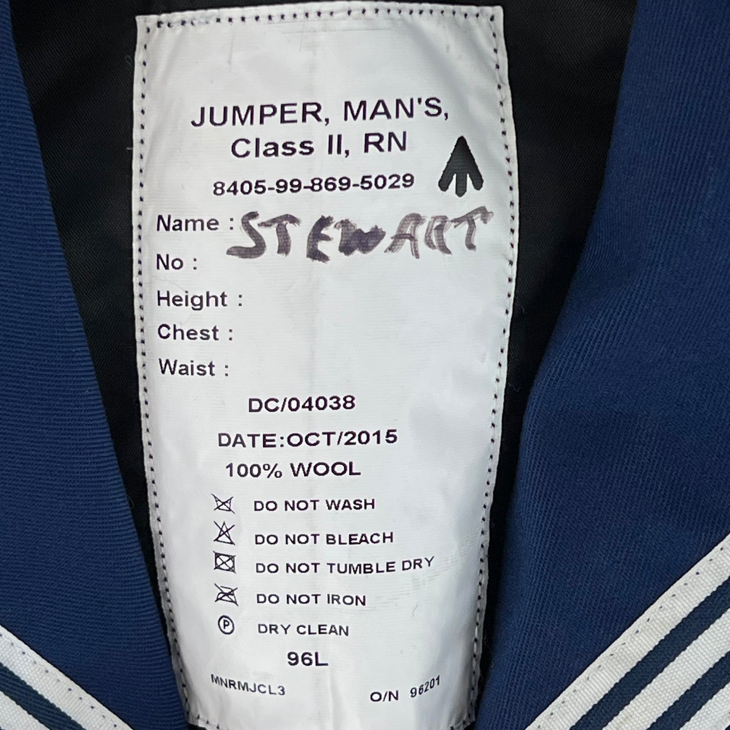 British Royal Navy Class II Jumper Sailor's Top - Medium 96L