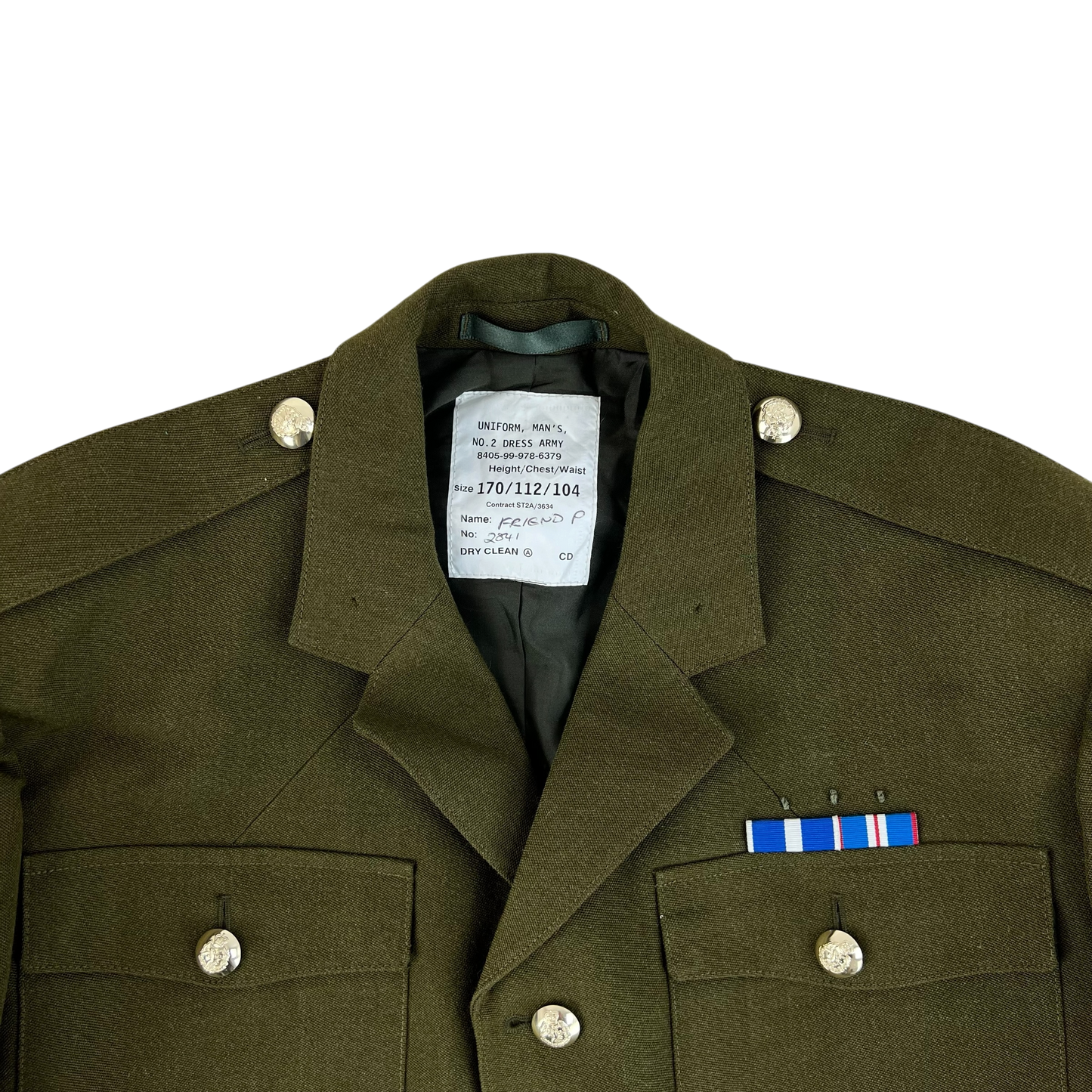 British Army 1980 Pattern No. 2 Olive Green Dress Jacket - RADC - Large 170/112