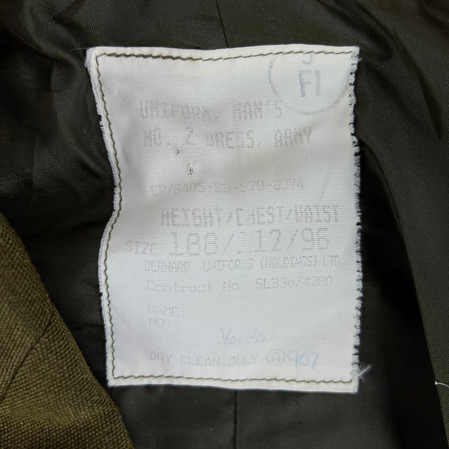 British Army 1980 Pattern No. 2 Khaki Green Dress Jacket - Royal Artillery - Large 188/112