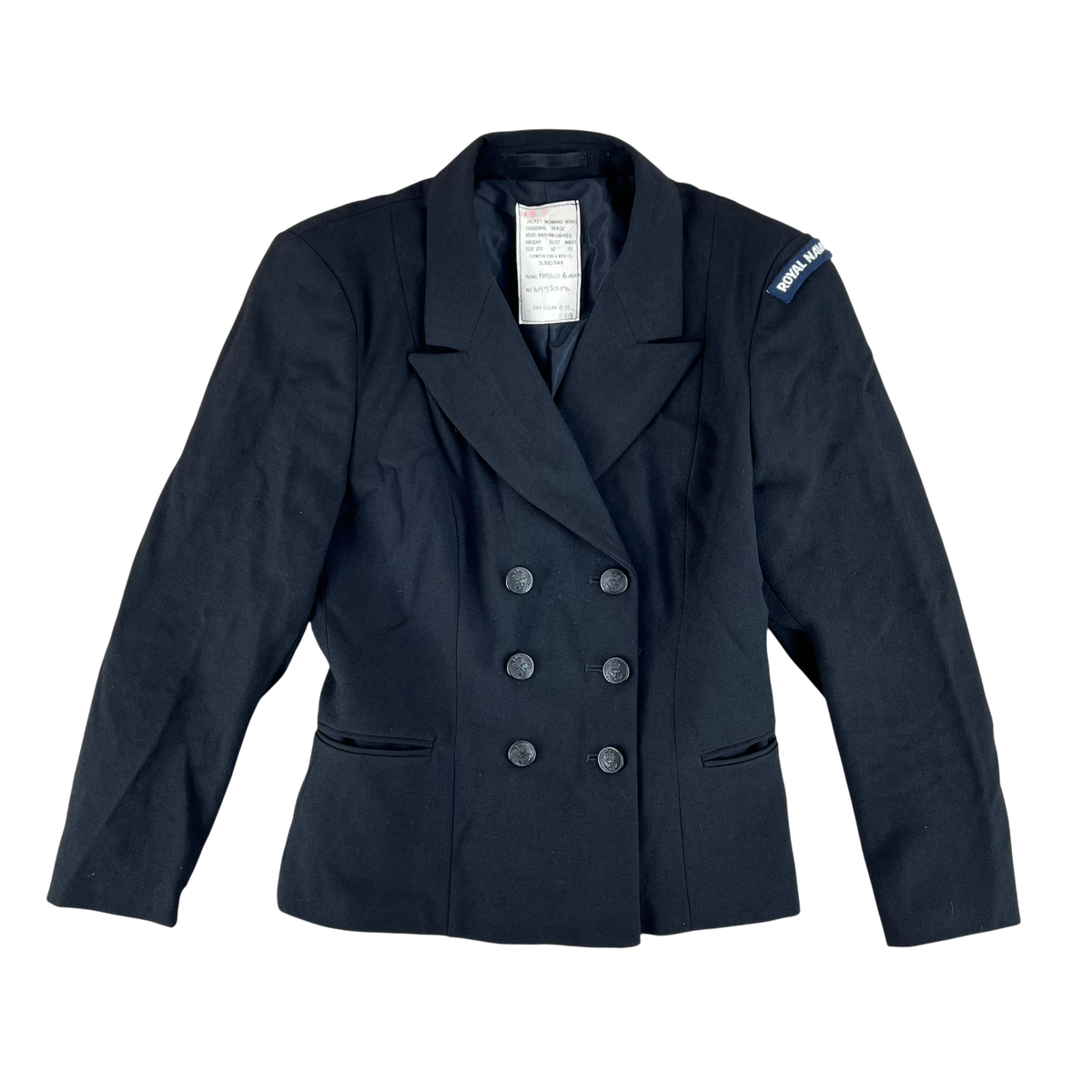 British Royal Navy Women's WRNS Diagonal Serge Black Blazer - Small