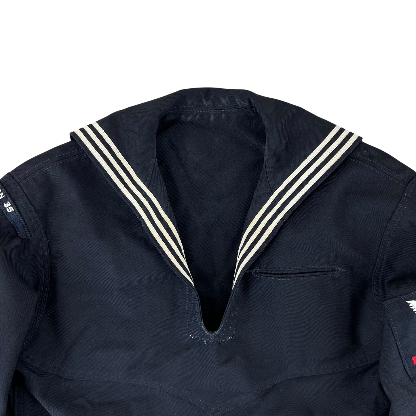 US Navy 60's Sailor's Black Blue Crackerjack Jumper Top - Medium 40XL