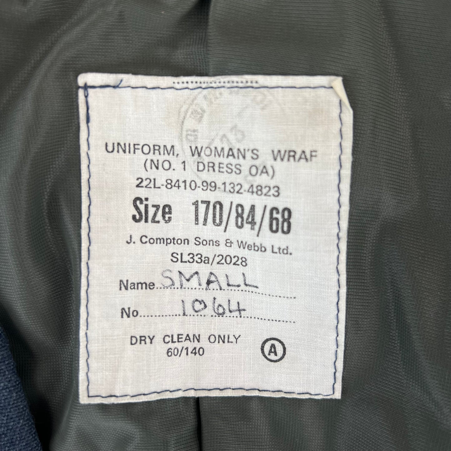 British Royal Air Force No. 1 OA Dress Jacket - WRAF - Small 170/84
