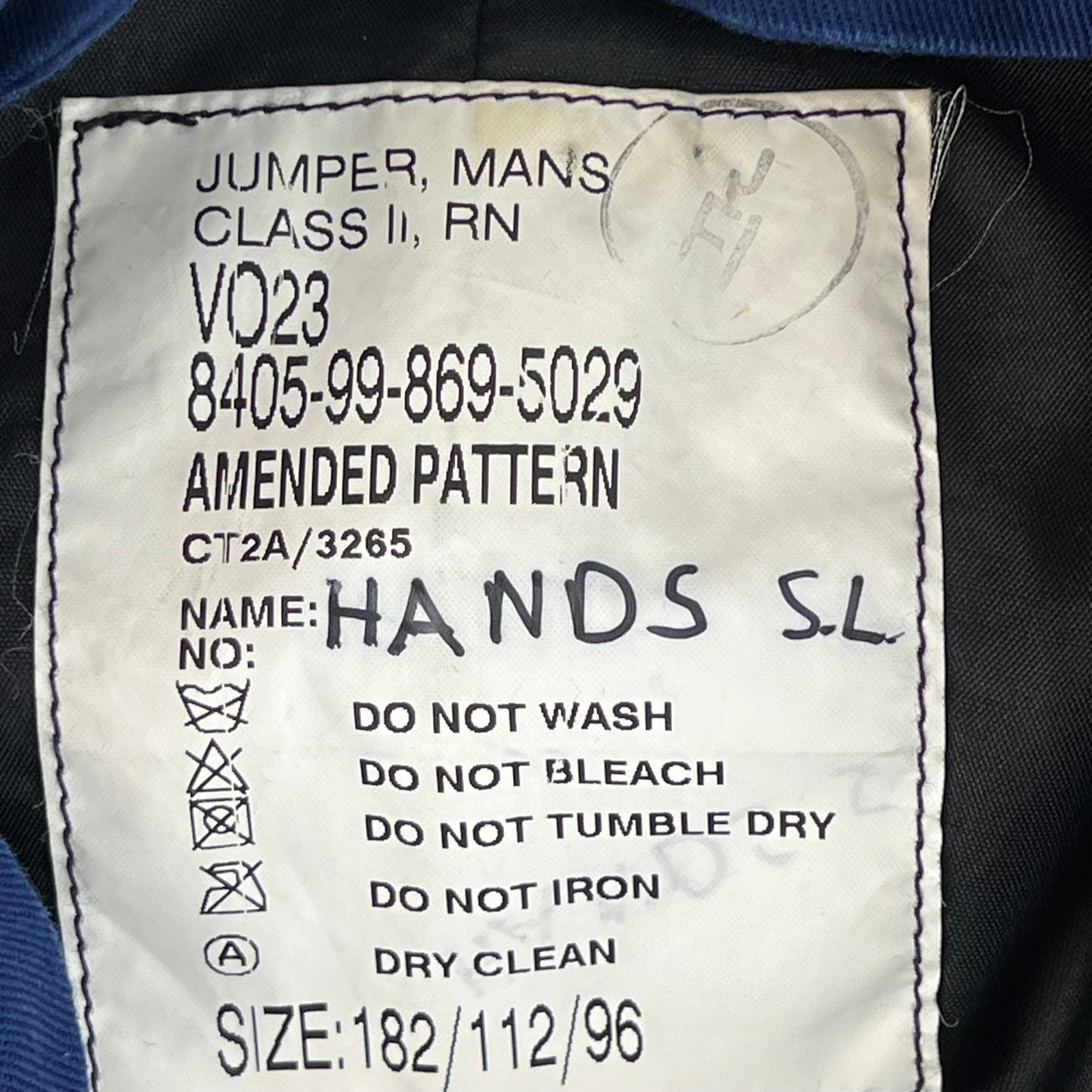 British Royal Navy Class II Jumper Sailor's Top - Large 182/112