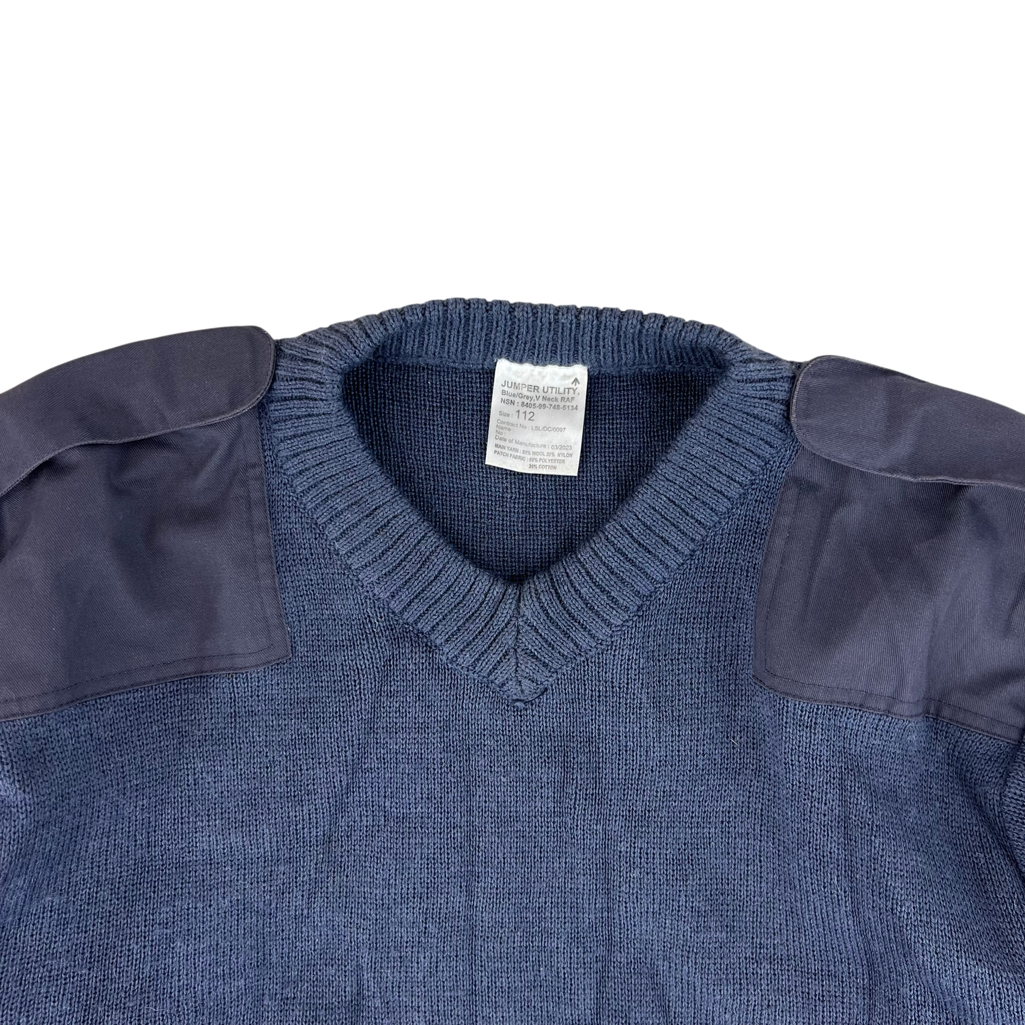 British RAF Wool V Neck Pullover Jersey Jumper - Large 112cm