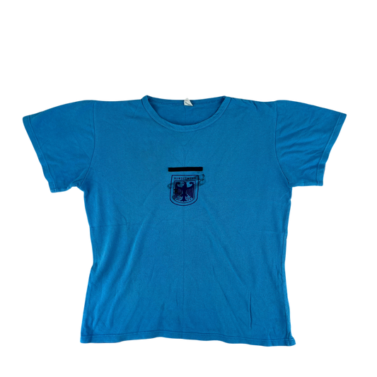 West German Army 70s Blue Training T Shirt - Medium Gr 6