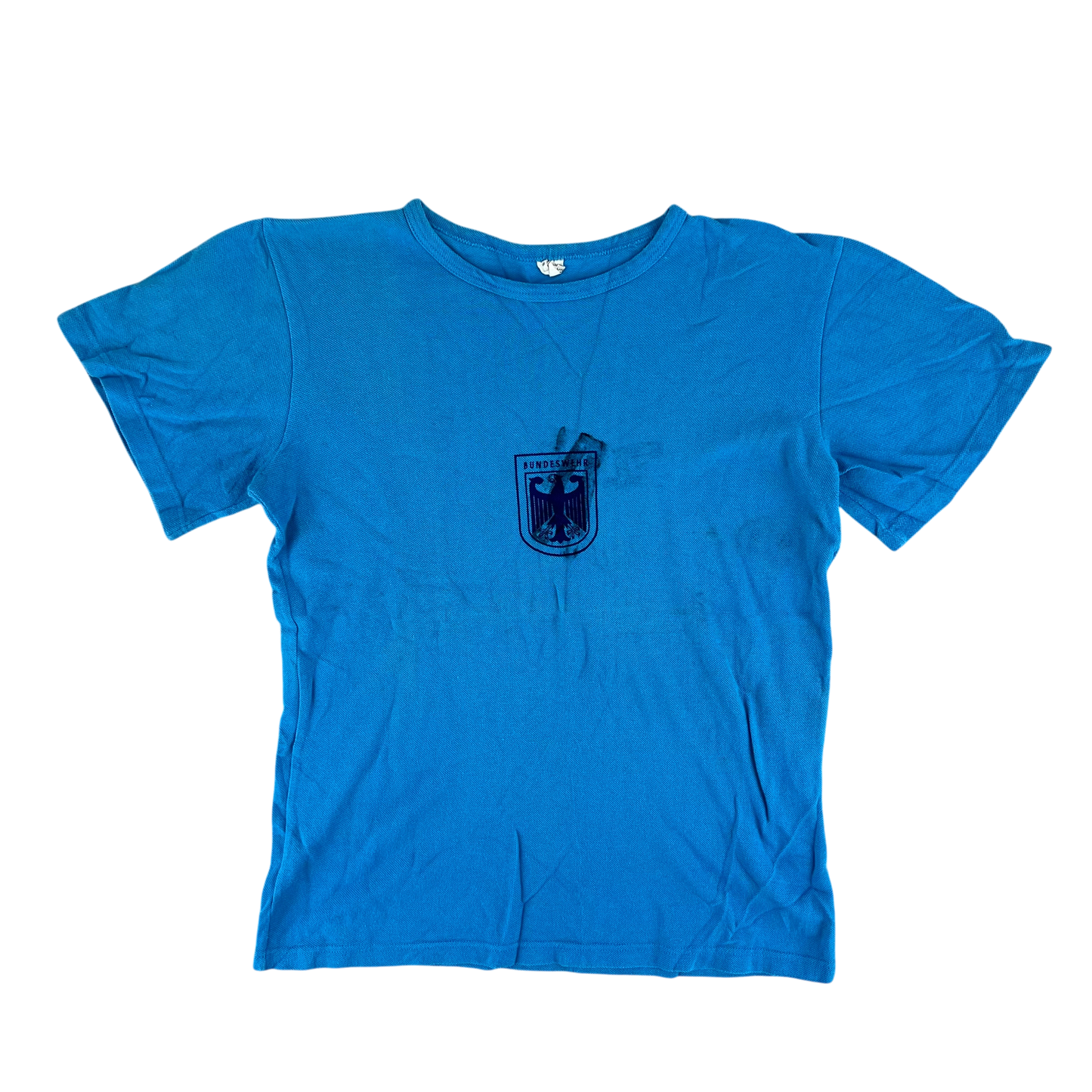 West German Army 70s Blue Training T Shirt - Small