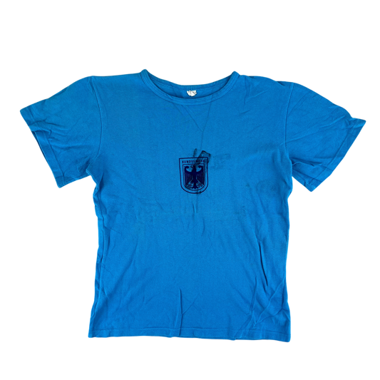 West German Army 70s Blue Training T Shirt - Small