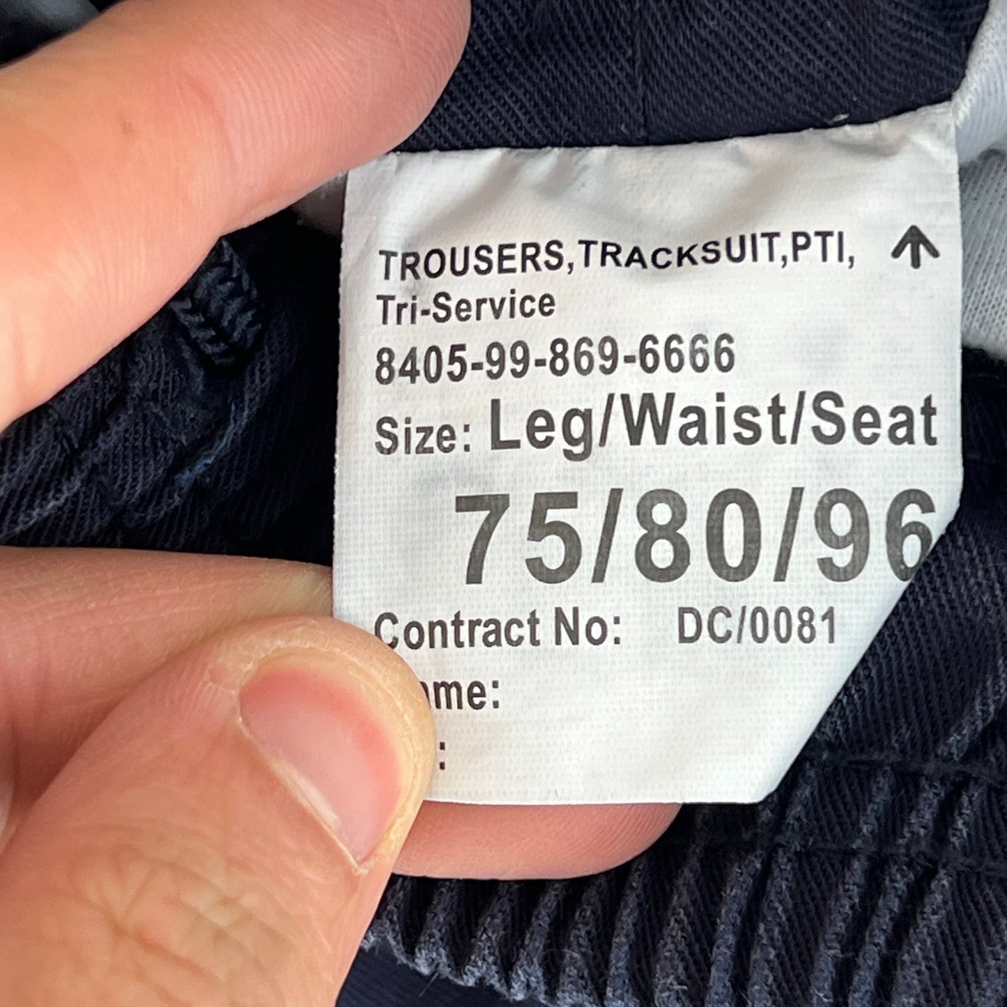 British Army / Tri-Services Navy Blue PTI Tracksuit Trousers - W32 L29