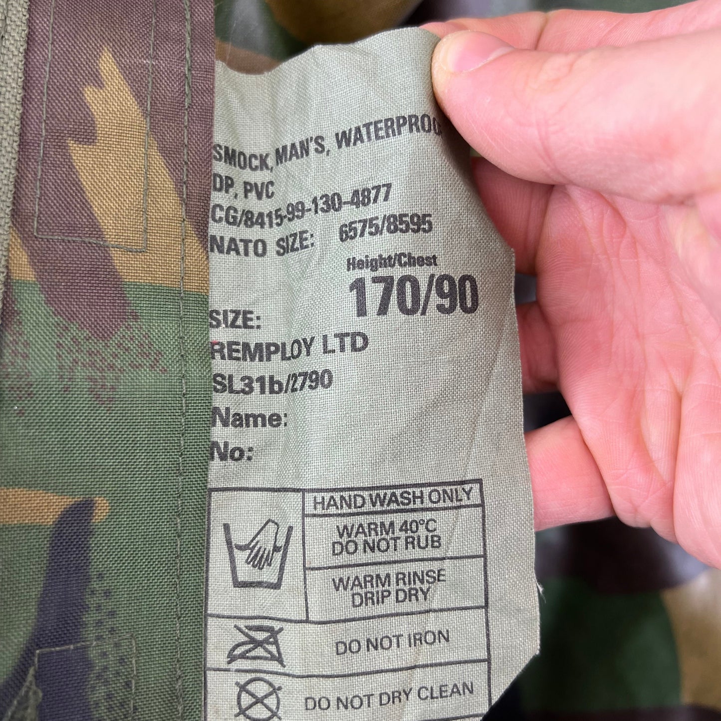 British Army DPM Camo Waterproof PVC Hooded Smock Jacket - Medium 170/90