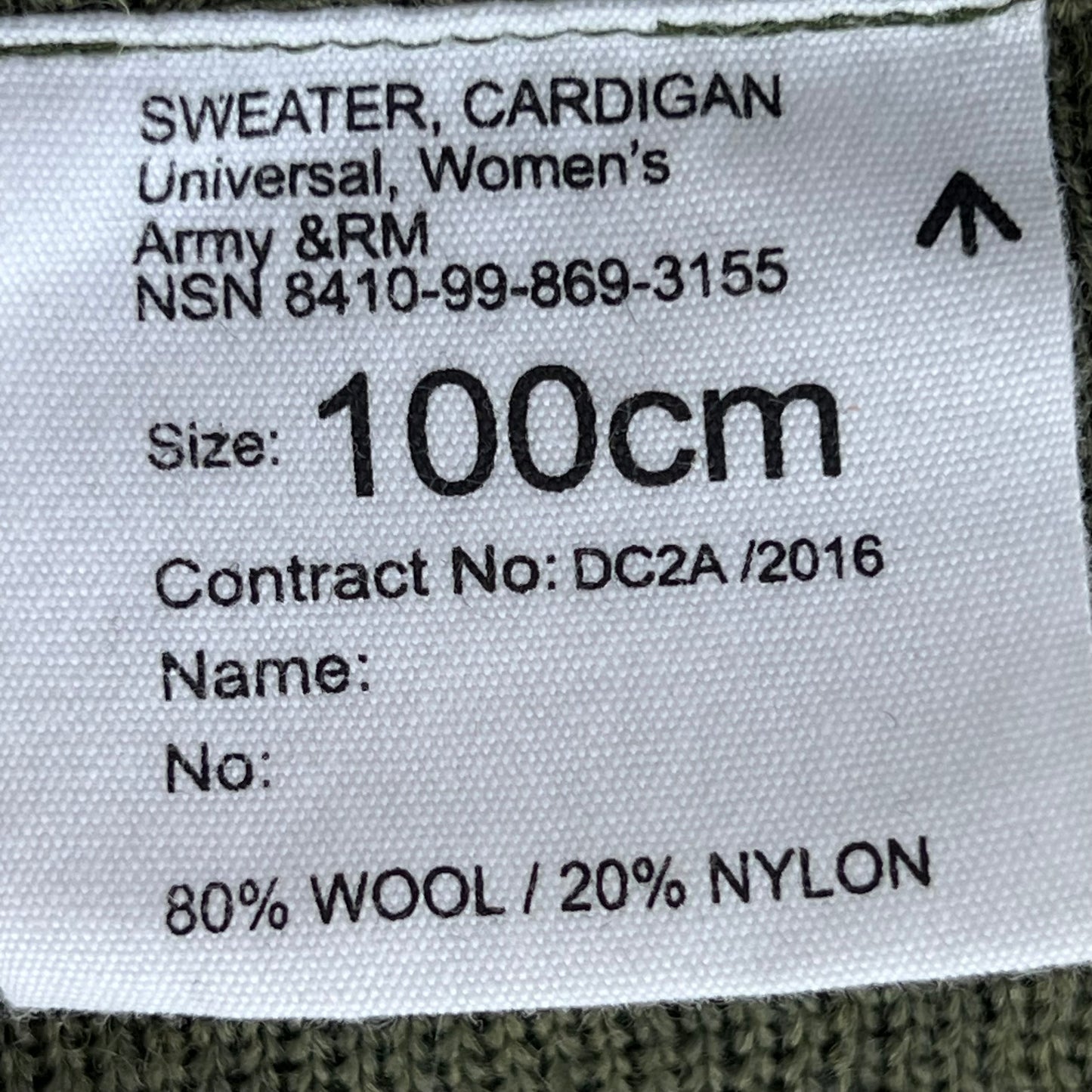 British Army Women's Olive Green Cardigan - Medium 100cm