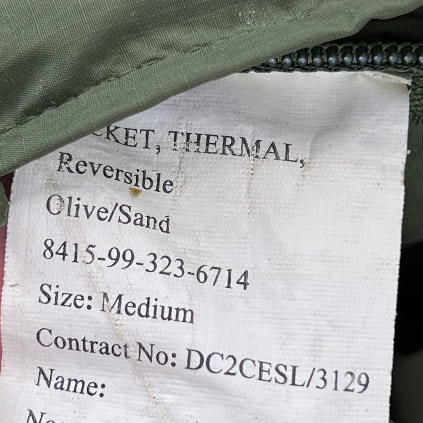 British Army Reversible Thermal Olive Green / Tan Quilted Jacket - Medium