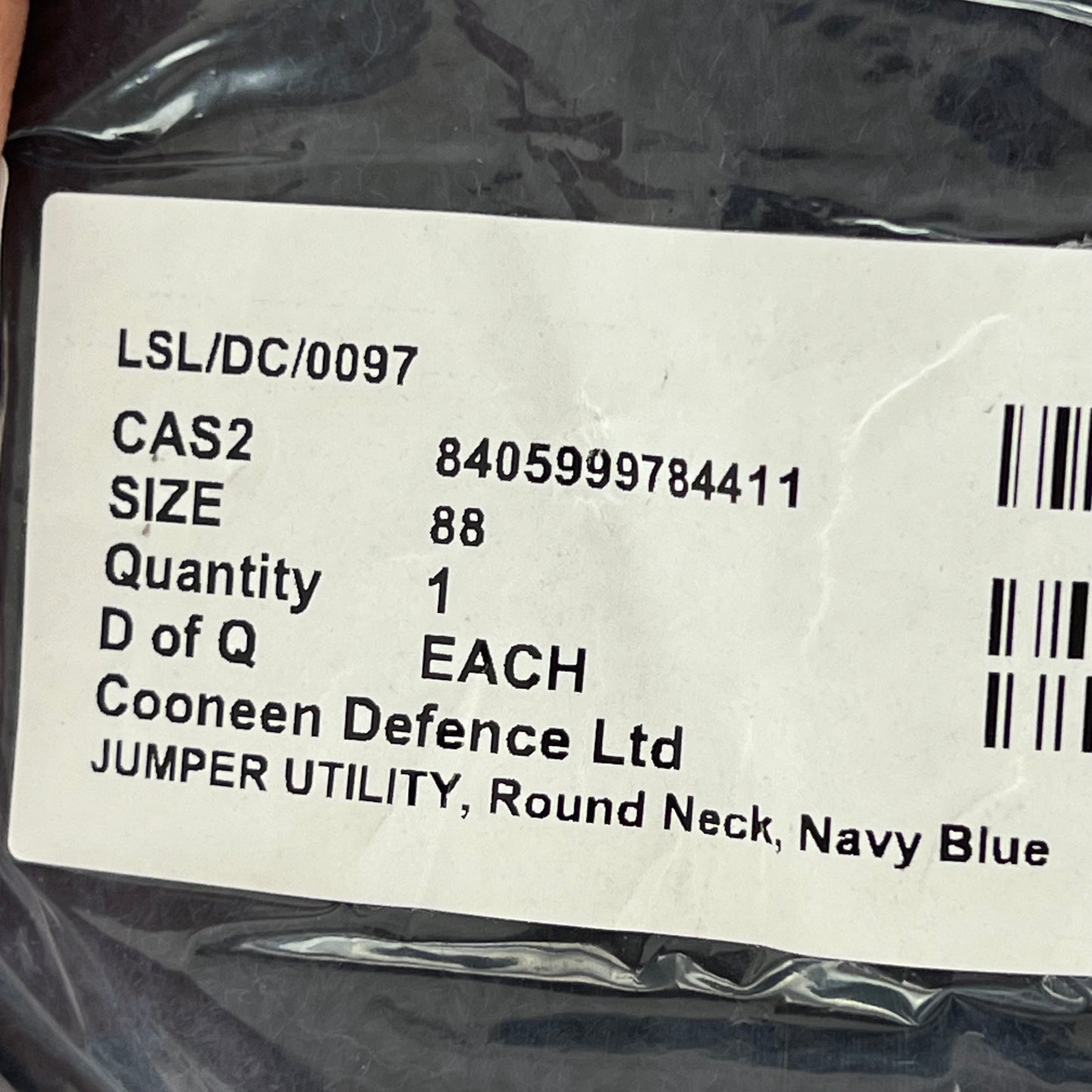 British Royal Navy Wool Crew Neck Pullover Jersey Jumper - Small 88cm