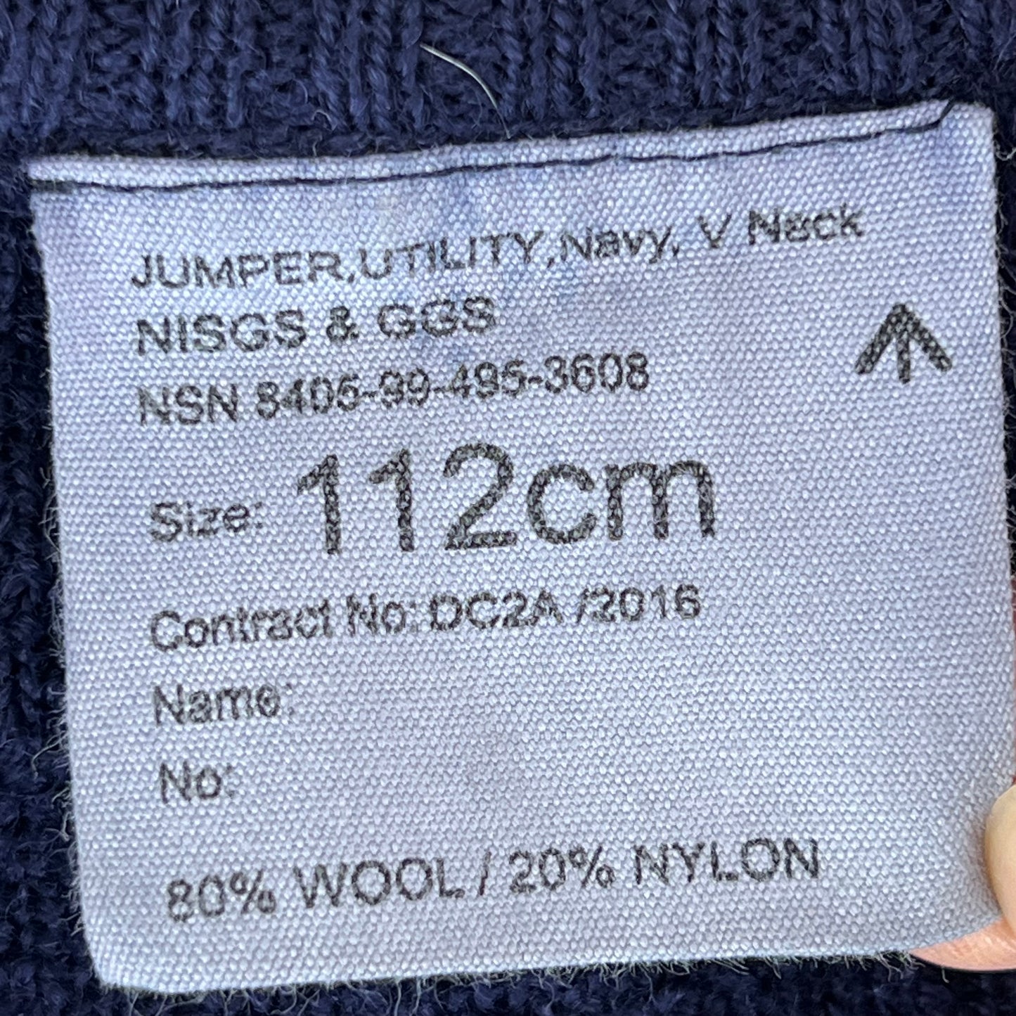 British Royal Navy Wool V Neck Pullover Jersey Jumper - Large 112cm