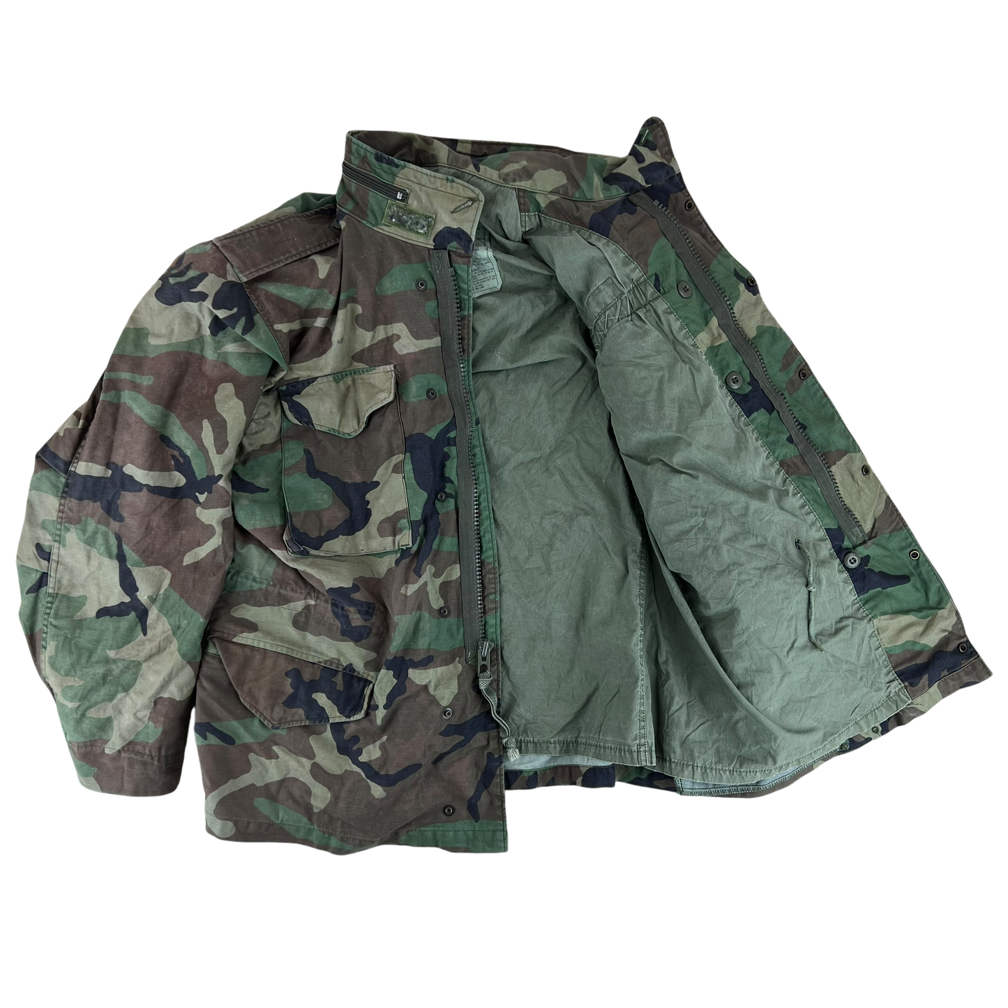 US Army M81 Woodland Camo M65 Cold Weather Field Coat - Large