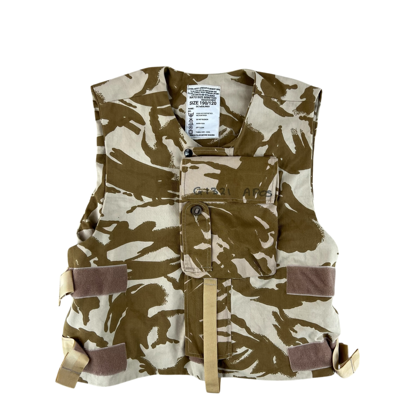British Army Desert DPM Camouflage Body Armour Cover Vest - X Large 190/120