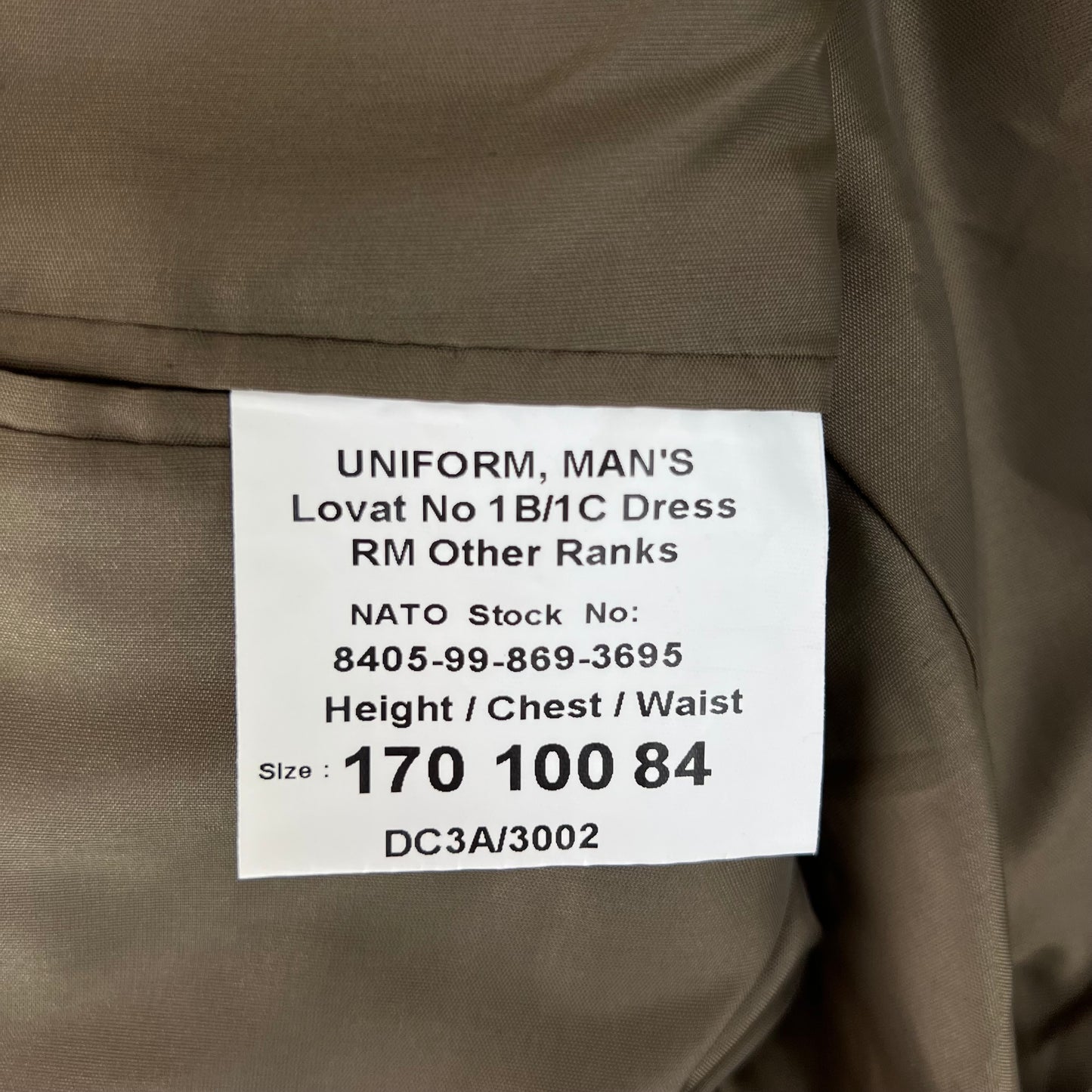 British Royal Marines Lovat No. 1B / 1C Dress Jacket - Medium 170/100