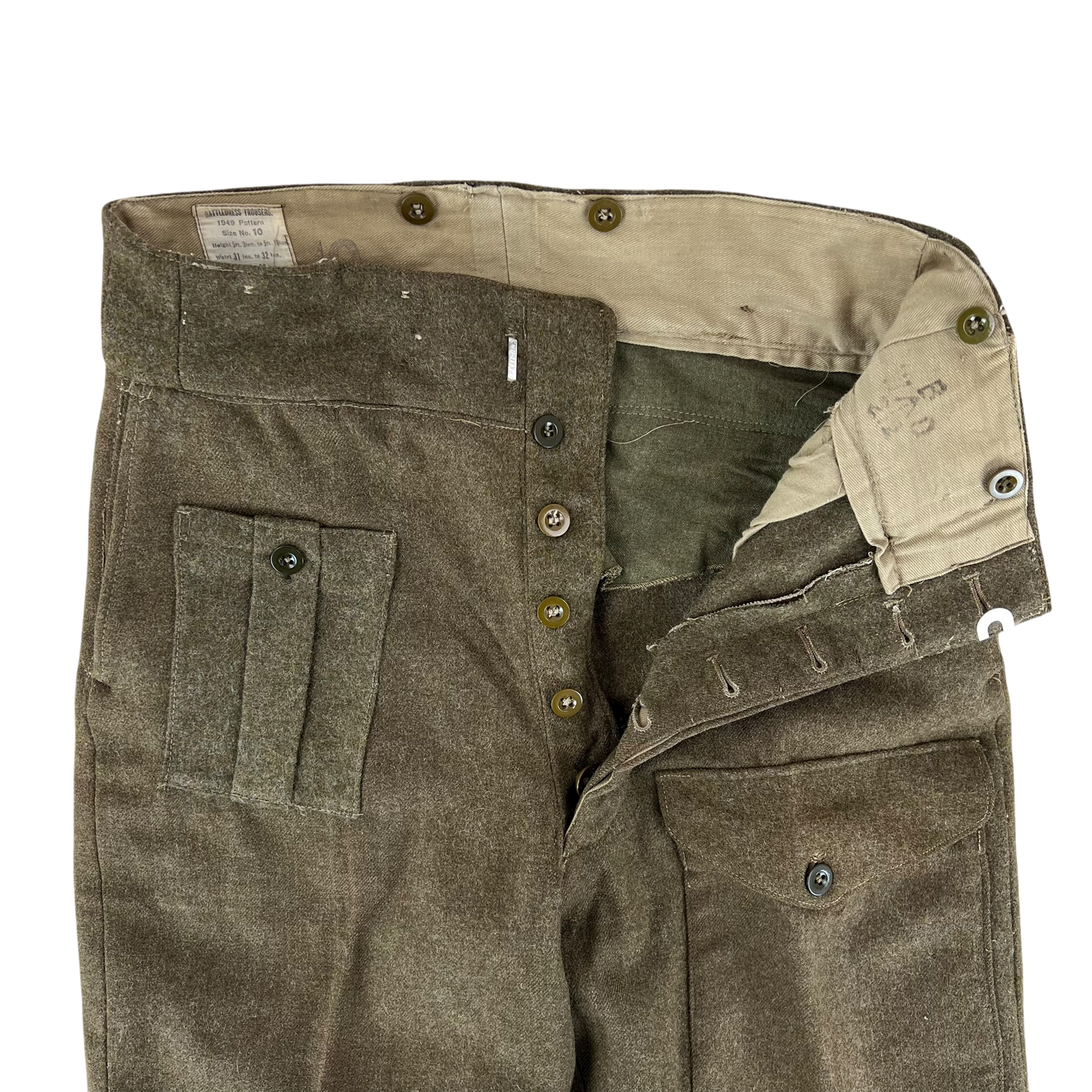 British Army 50s 1949 Pattern Khaki Battledress Trousers - W33 L30.5 SIZE 10